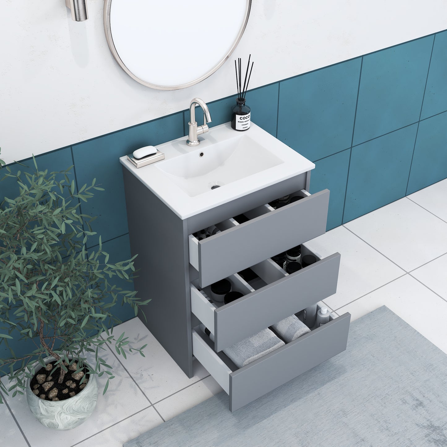 Pepper 24" Bathroom Vanity with integrated counter top