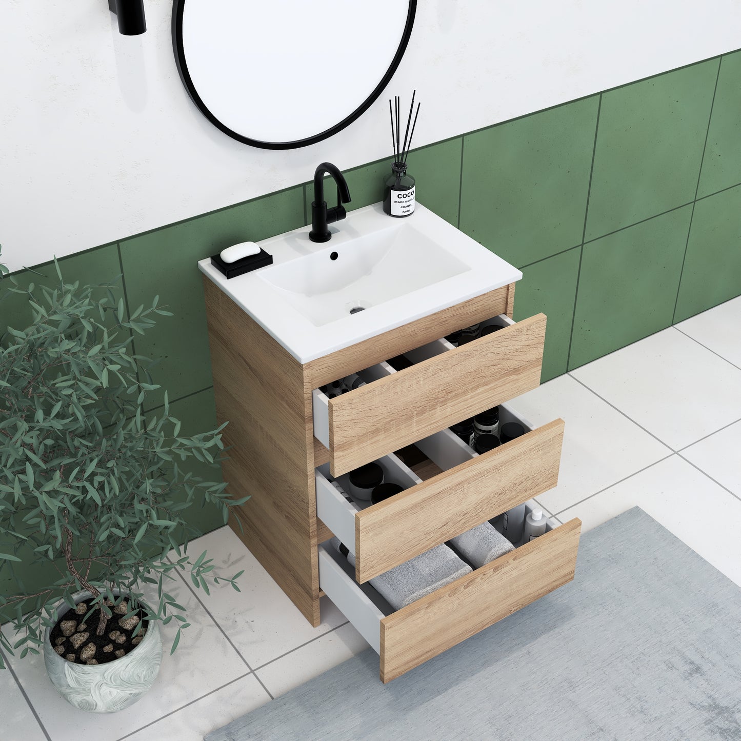 Pepper 24" Bathroom Vanity with integrated counter top