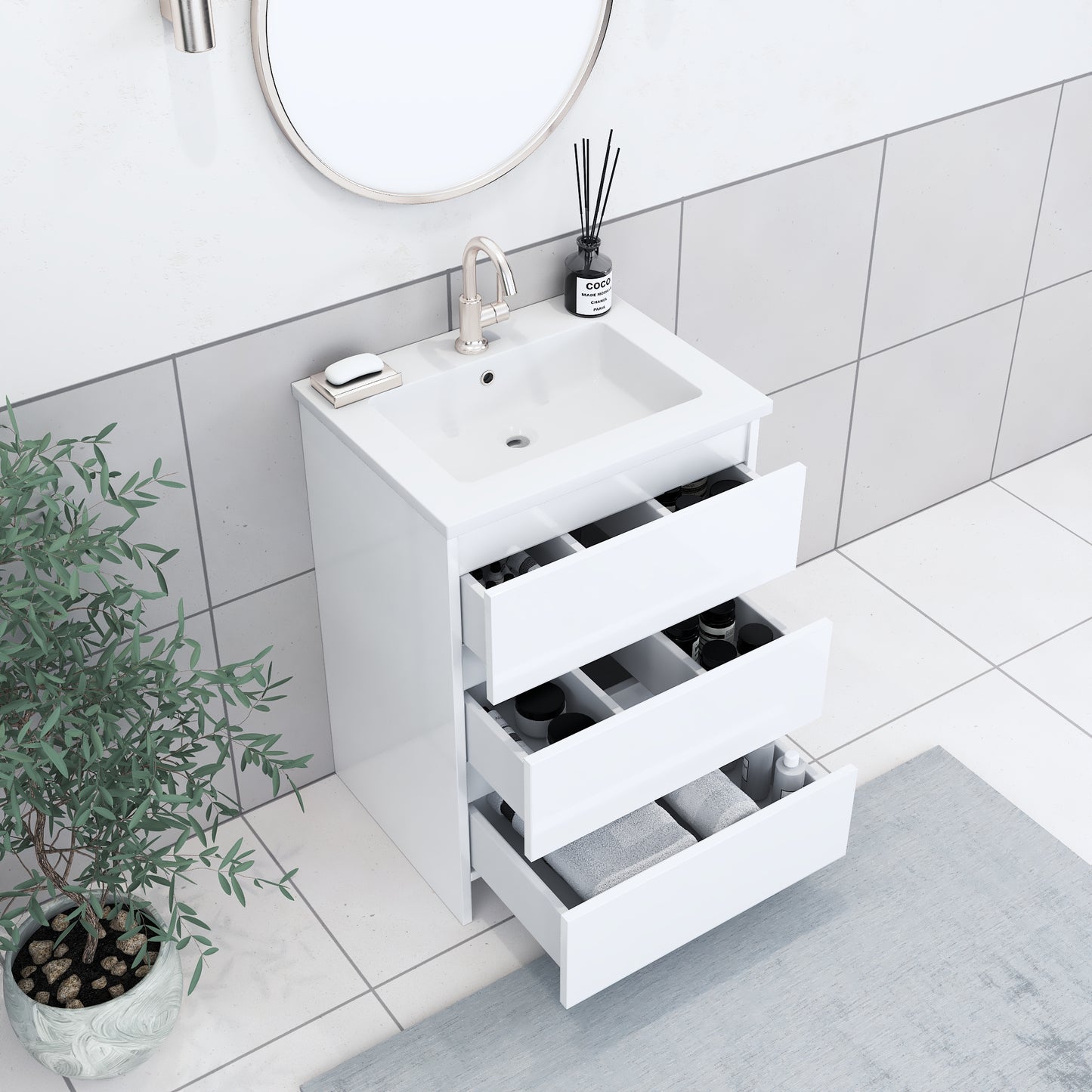 Pepper 24" Bathroom Vanity with integrated counter top