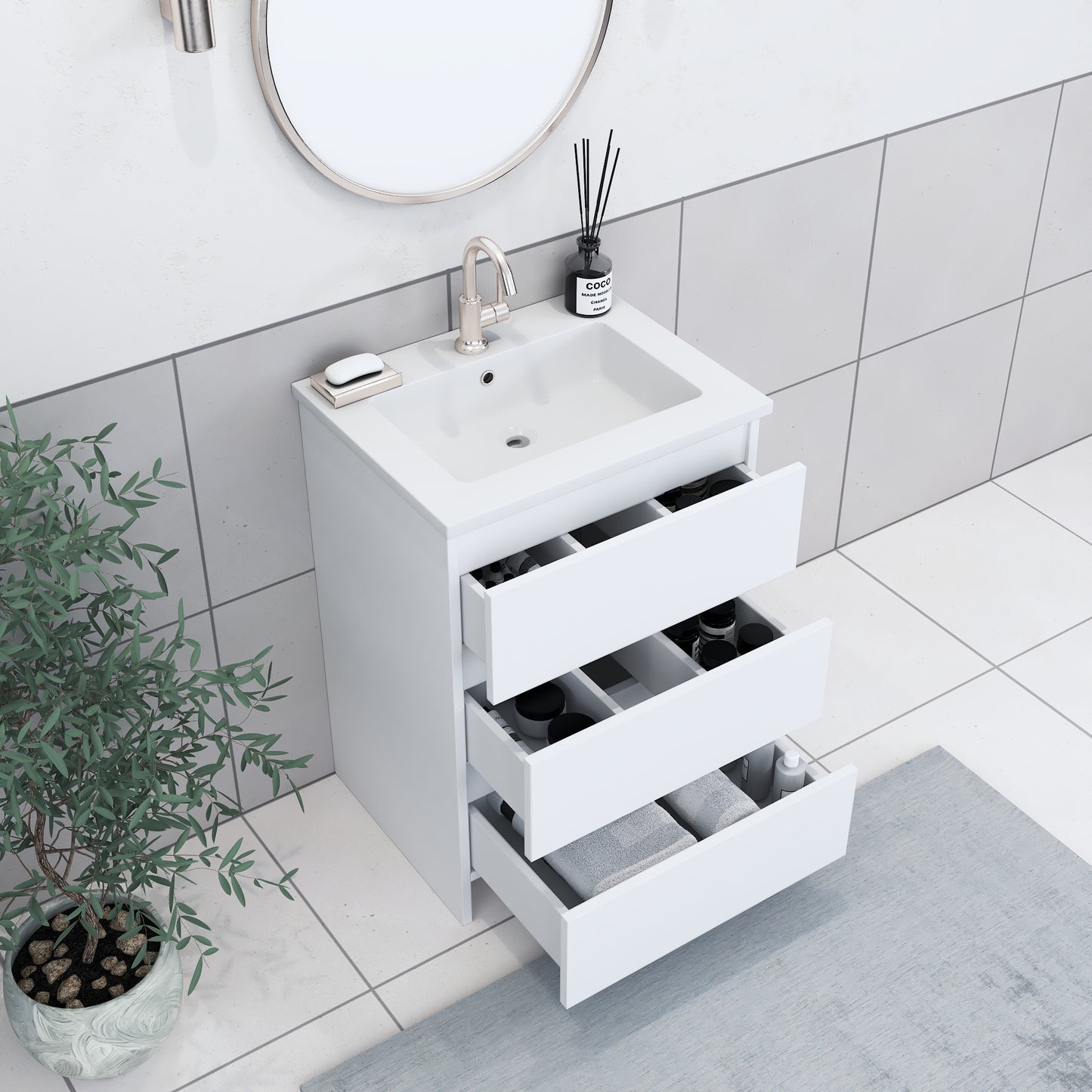 Pepper 24" Bathroom Vanity with integrated counter top