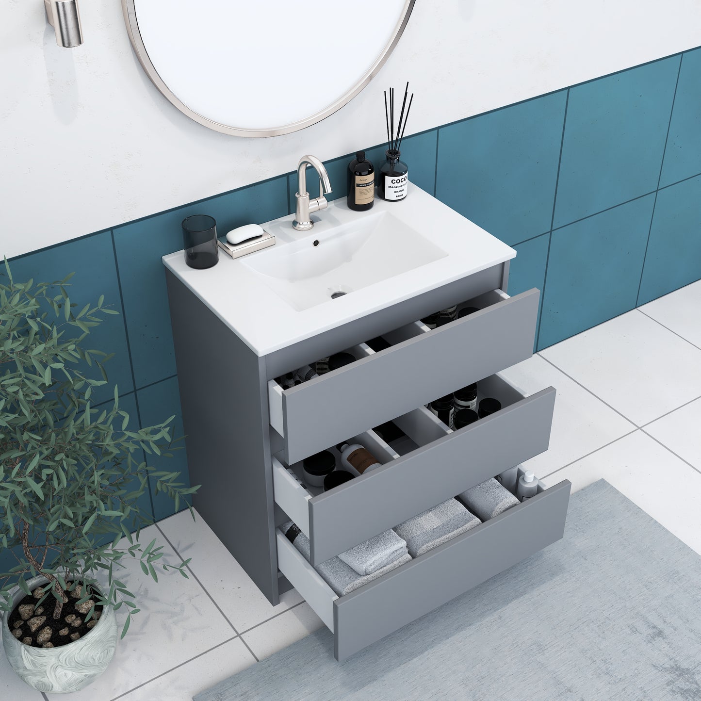 Pepper 30" Bathroom Vanity with integrated counter top
