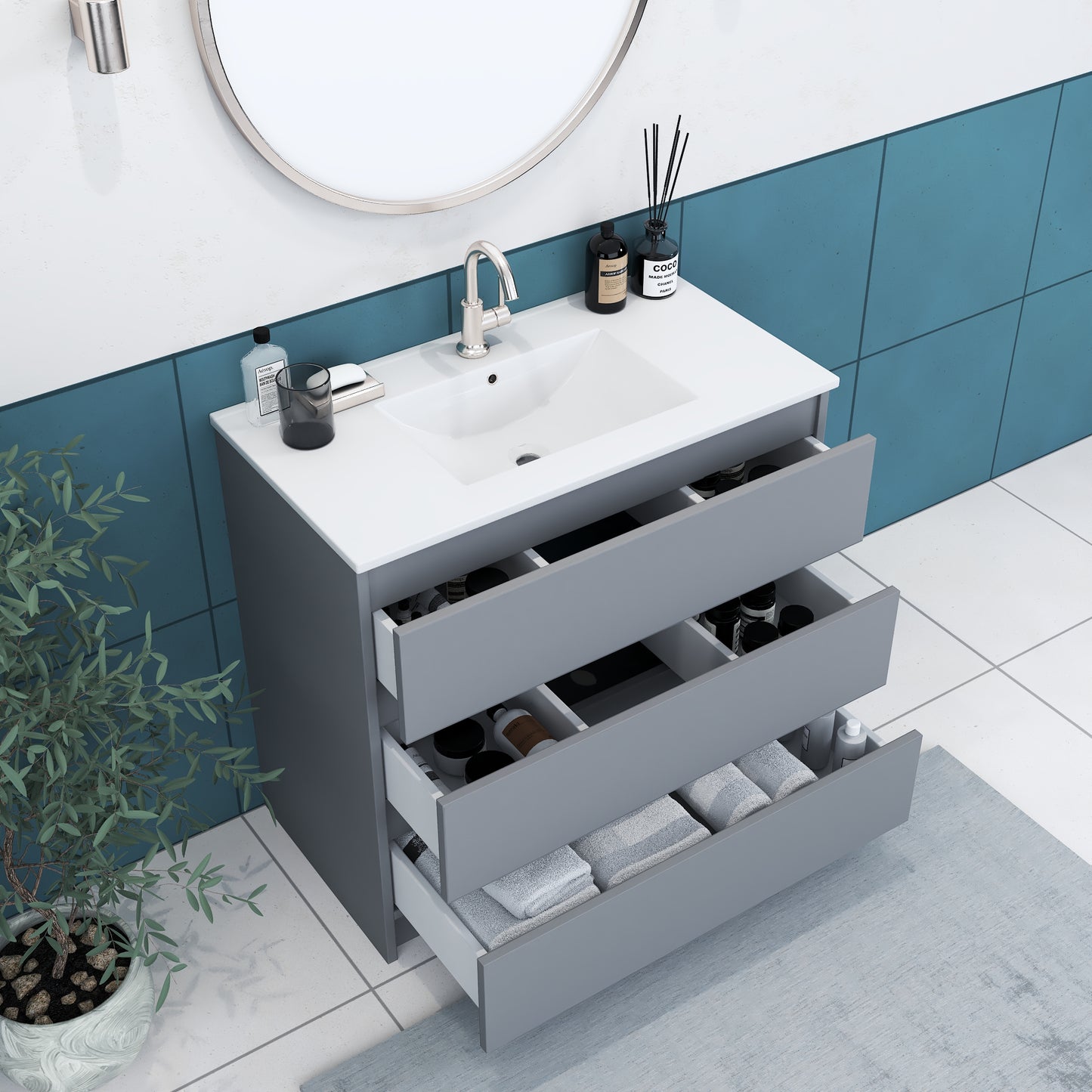Pepper 36" Bathroom Vanity with integrated counter top