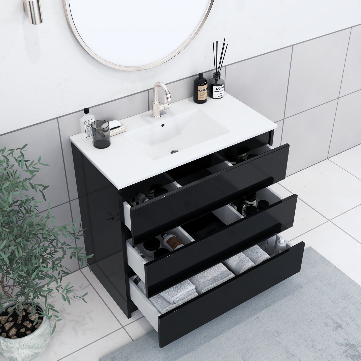 Pepper 36" Bathroom Vanity with integrated counter top