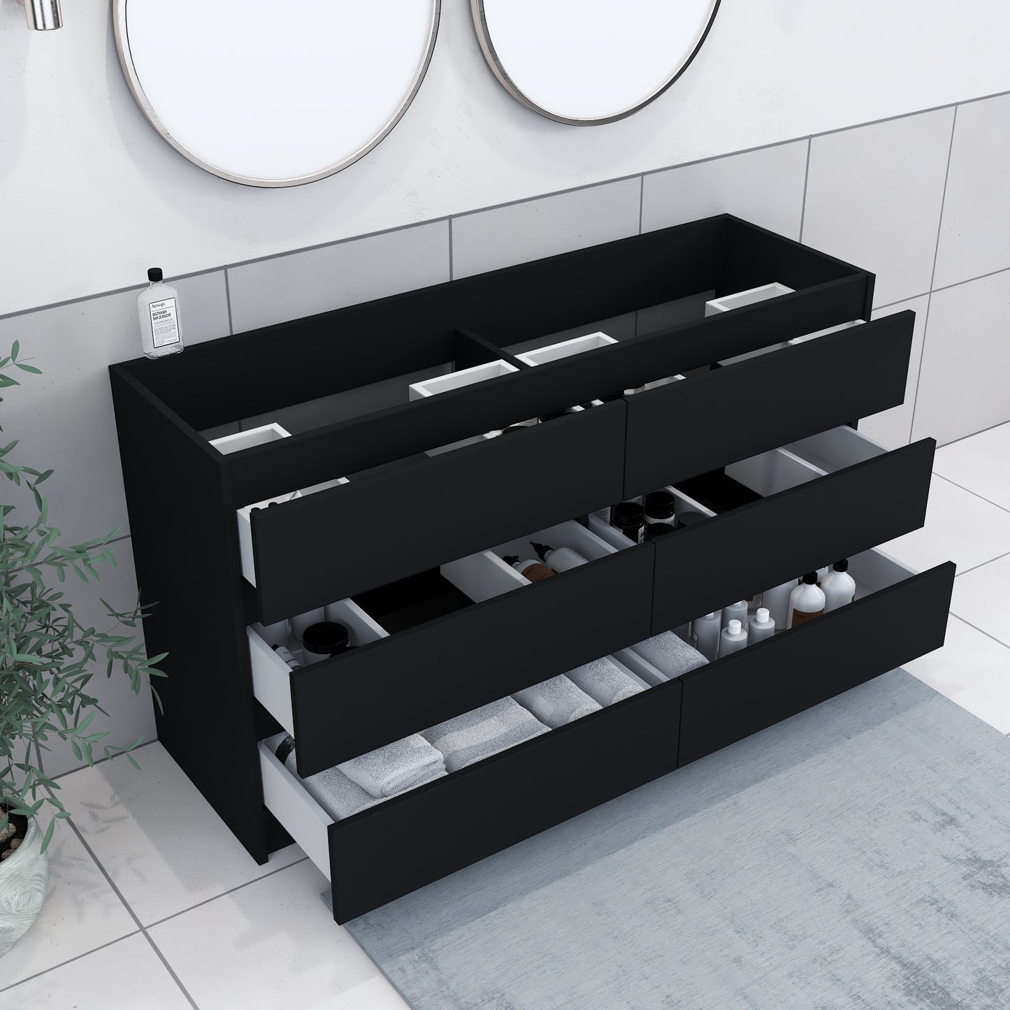 Pepper 60" Double Sink Bathroom Vanity Cabinet Only