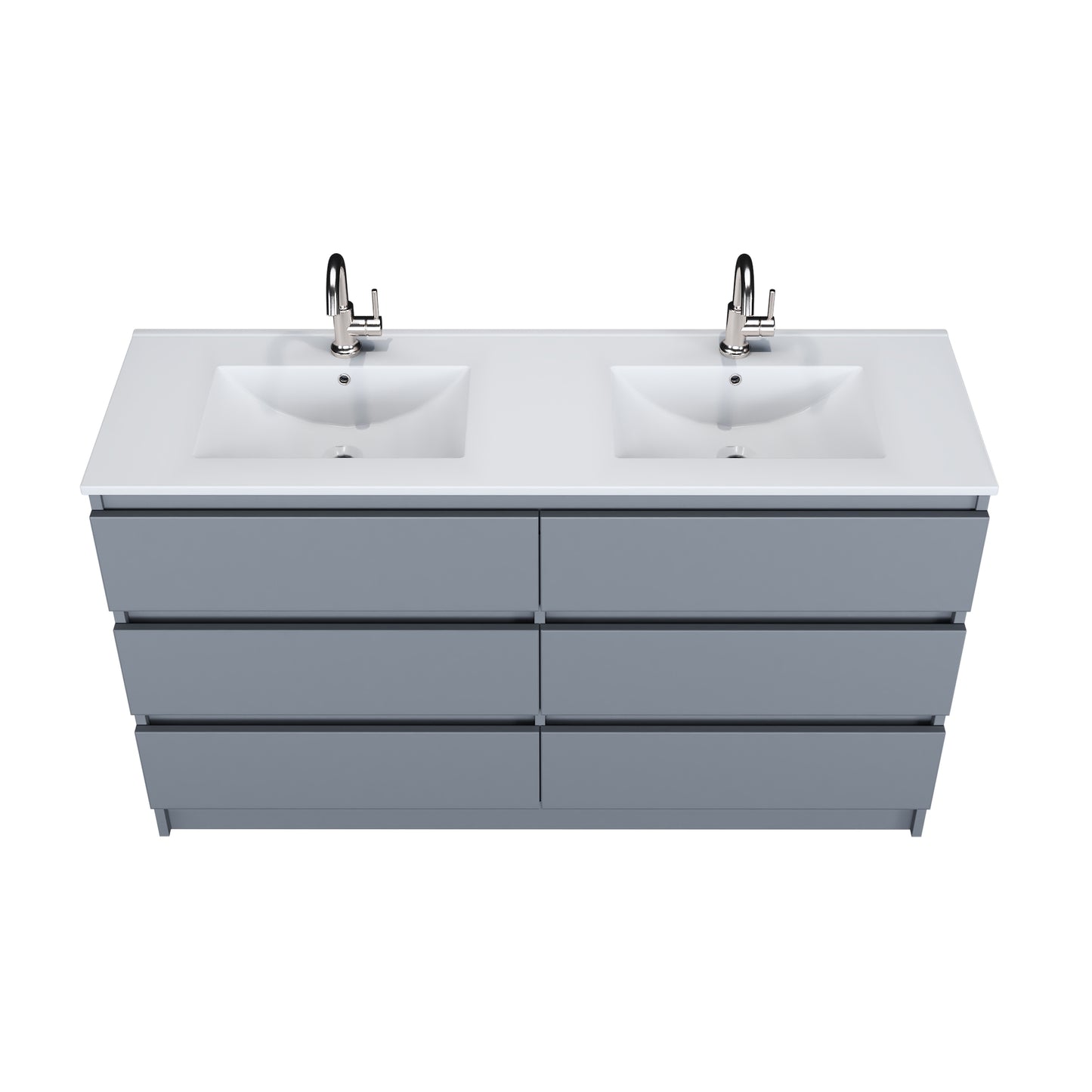 Pepper 60" Double Sink Bathroom Vanity with integrated counter top