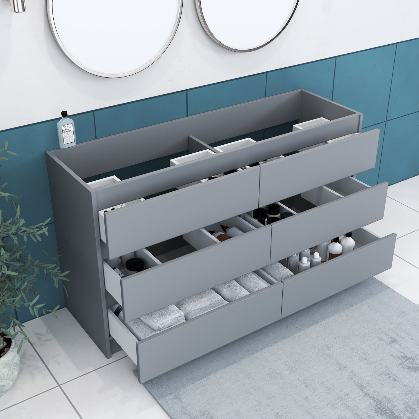Pepper 60" Double Sink Bathroom Vanity Cabinet Only