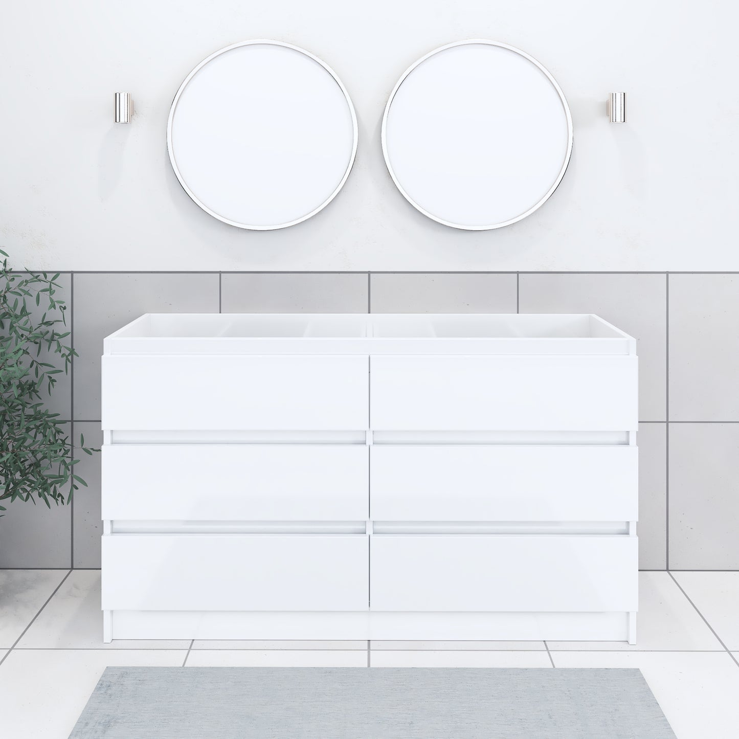 Pepper 60" Double Sink Bathroom Vanity Cabinet Only