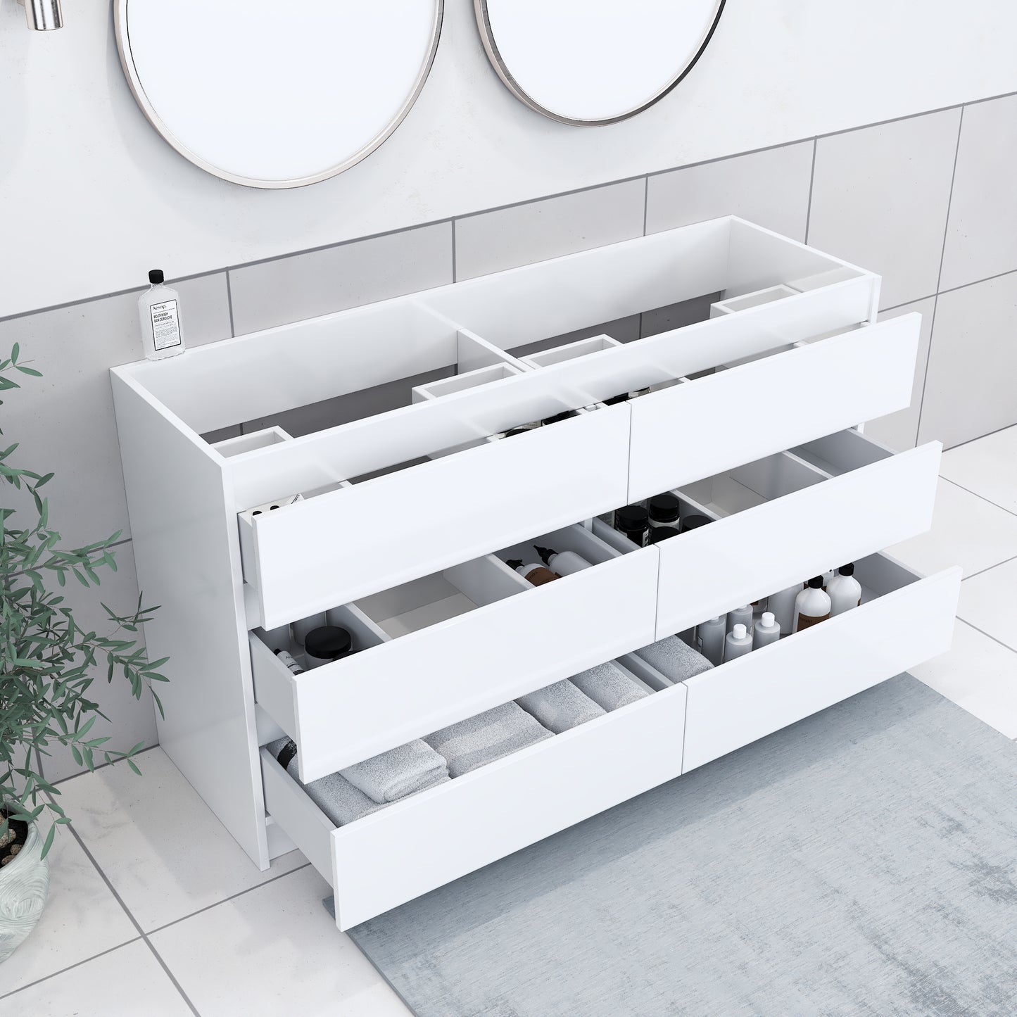 Pepper 60" Double Sink Bathroom Vanity Cabinet Only