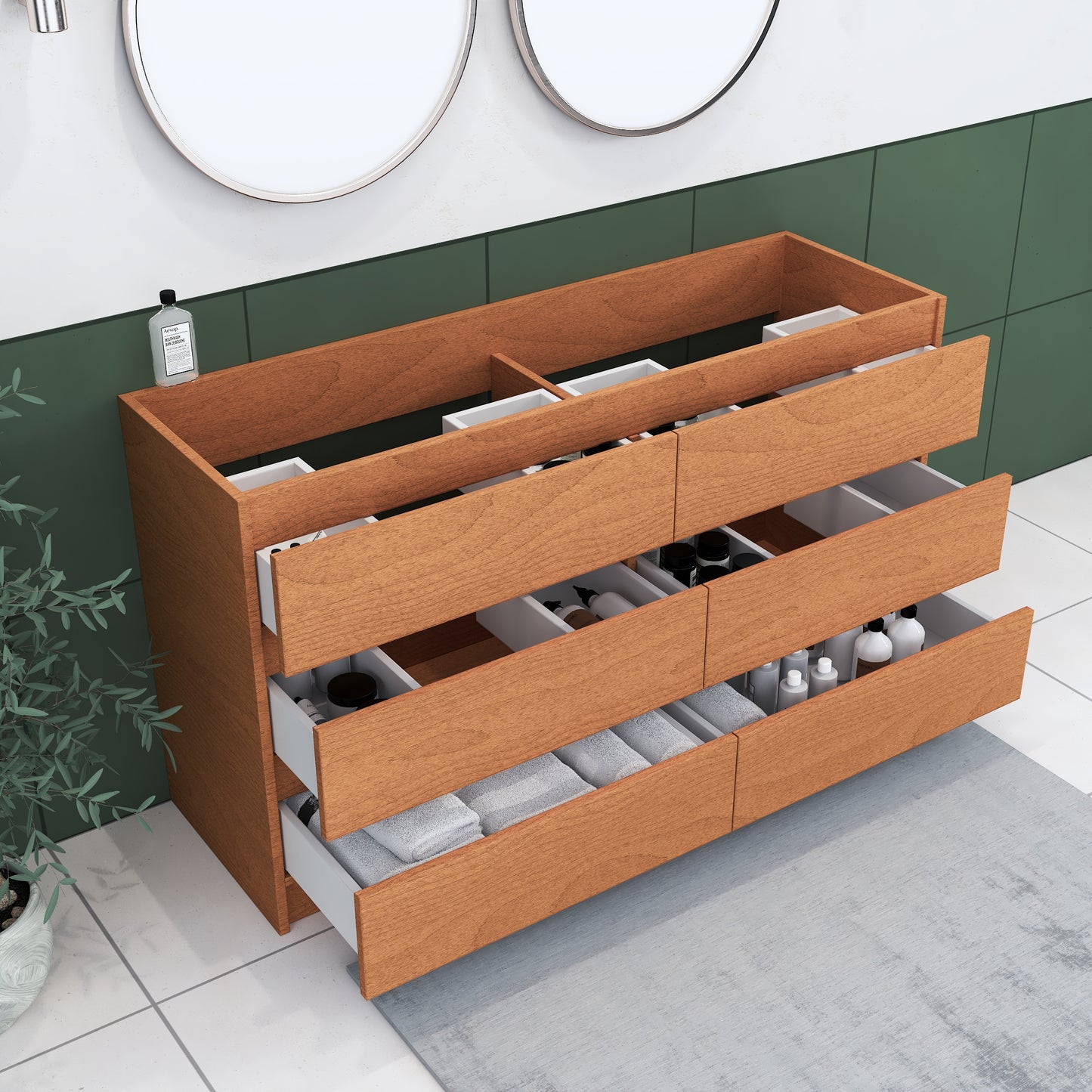 Pepper 60" Double Sink Bathroom Vanity Cabinet Only