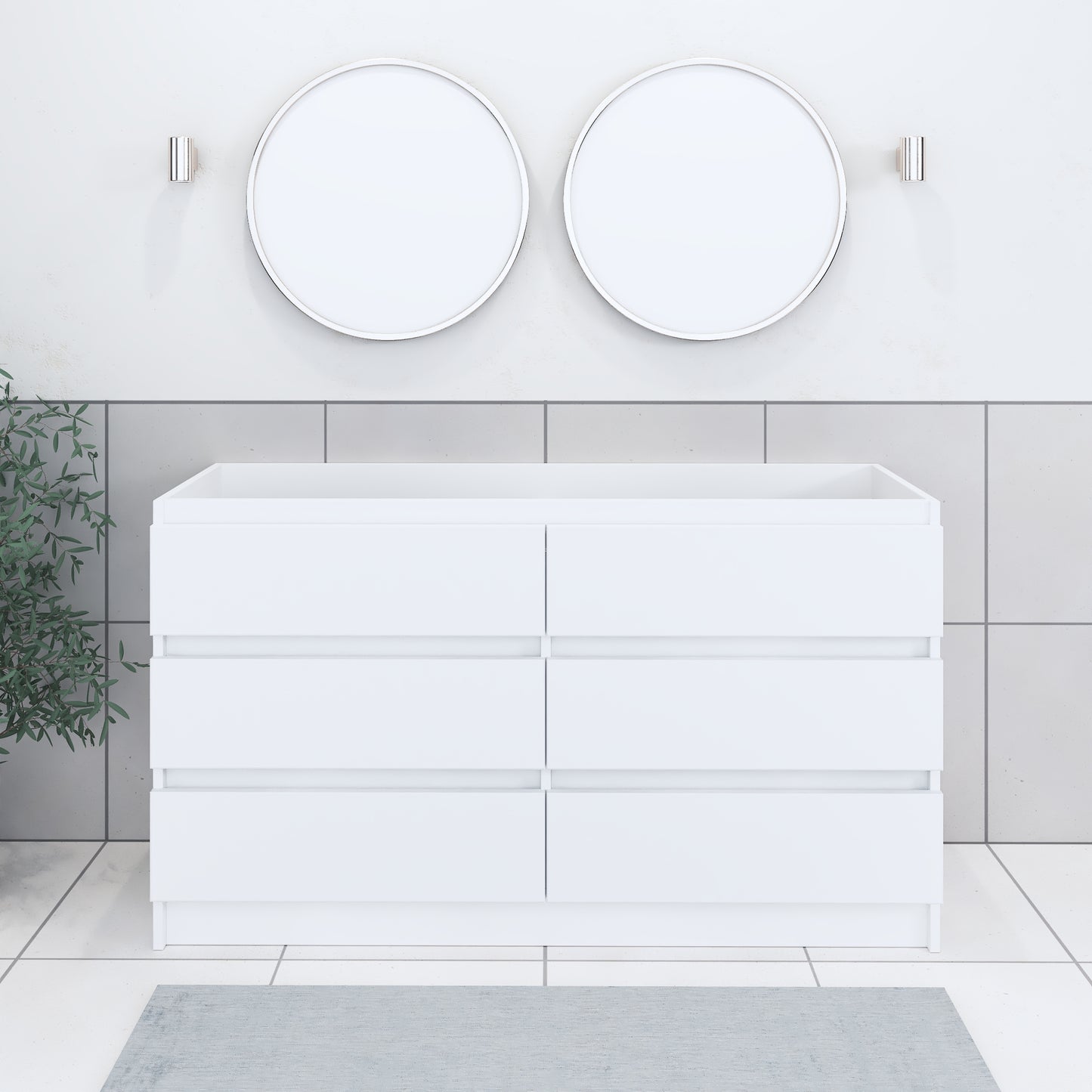 Pepper 60" Double Sink Bathroom Vanity Cabinet Only