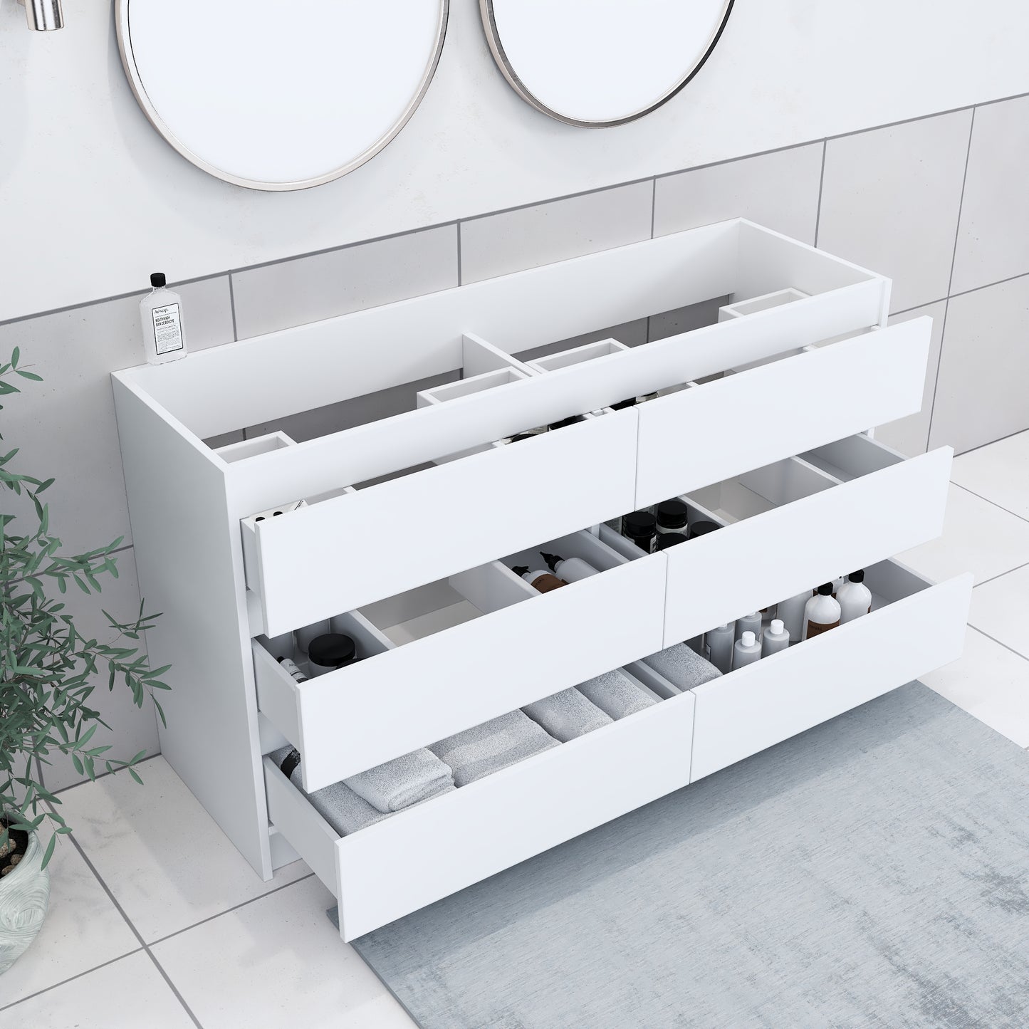 Pepper 60" Double Sink Bathroom Vanity Cabinet Only