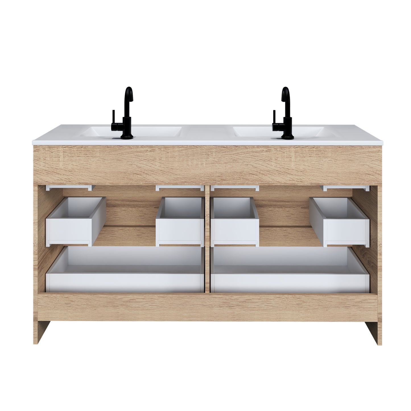 Pepper 60" Double Sink Bathroom Vanity with integrated counter top