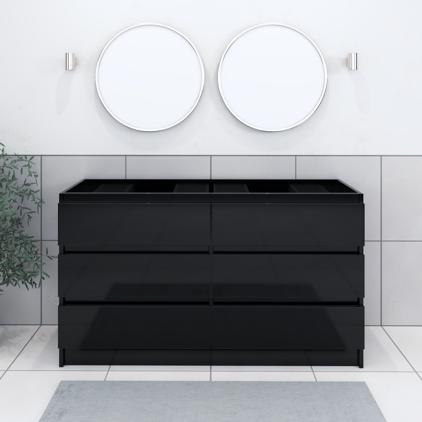 Pepper 60" Double Sink Bathroom Vanity Cabinet Only