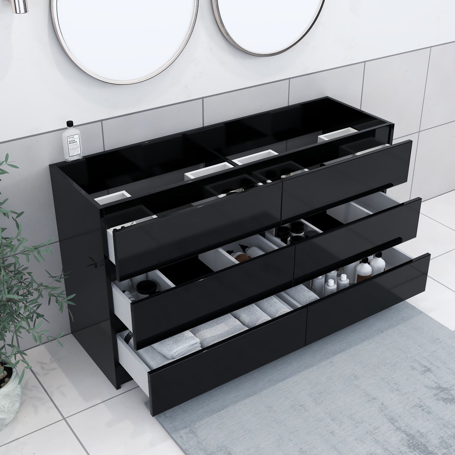 Pepper 60" Double Sink Bathroom Vanity Cabinet Only