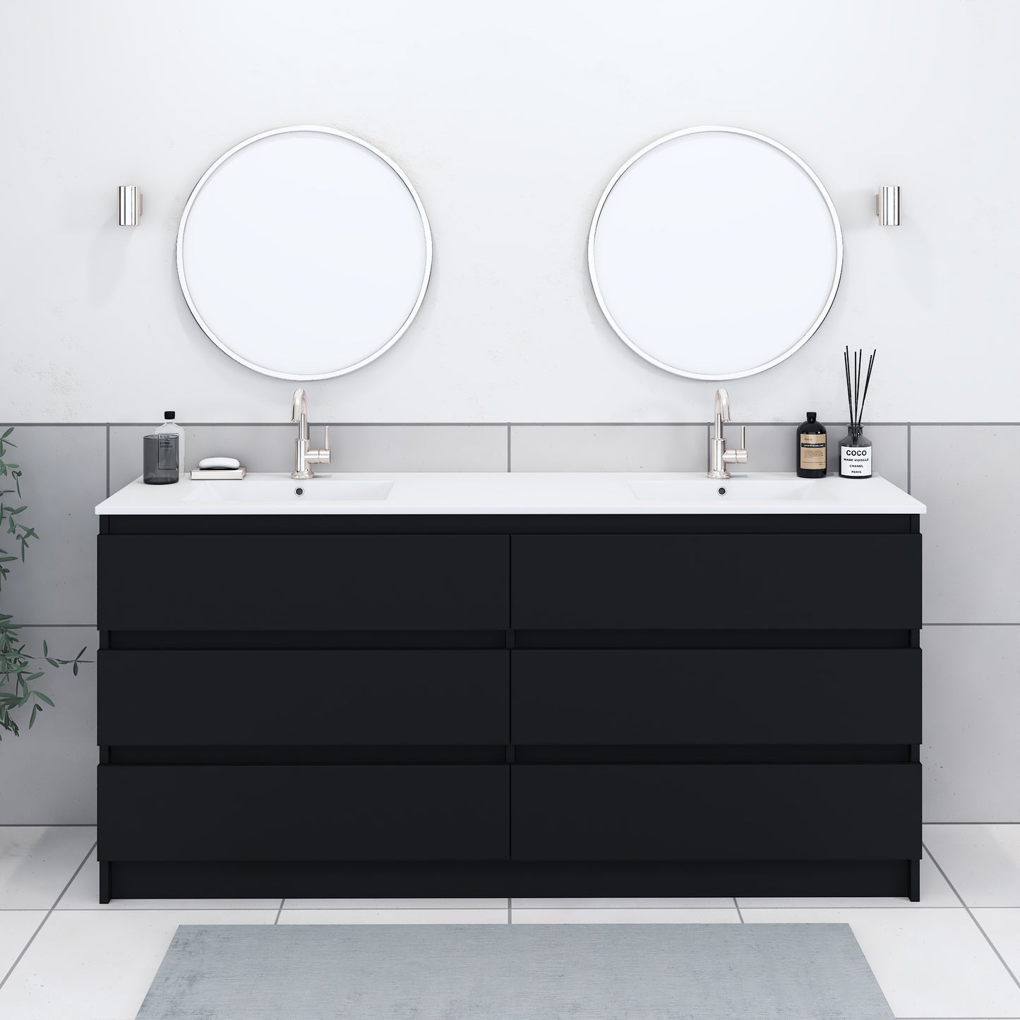 Pepper 72" Double Sink Bathroom Vanity with integrated counter top