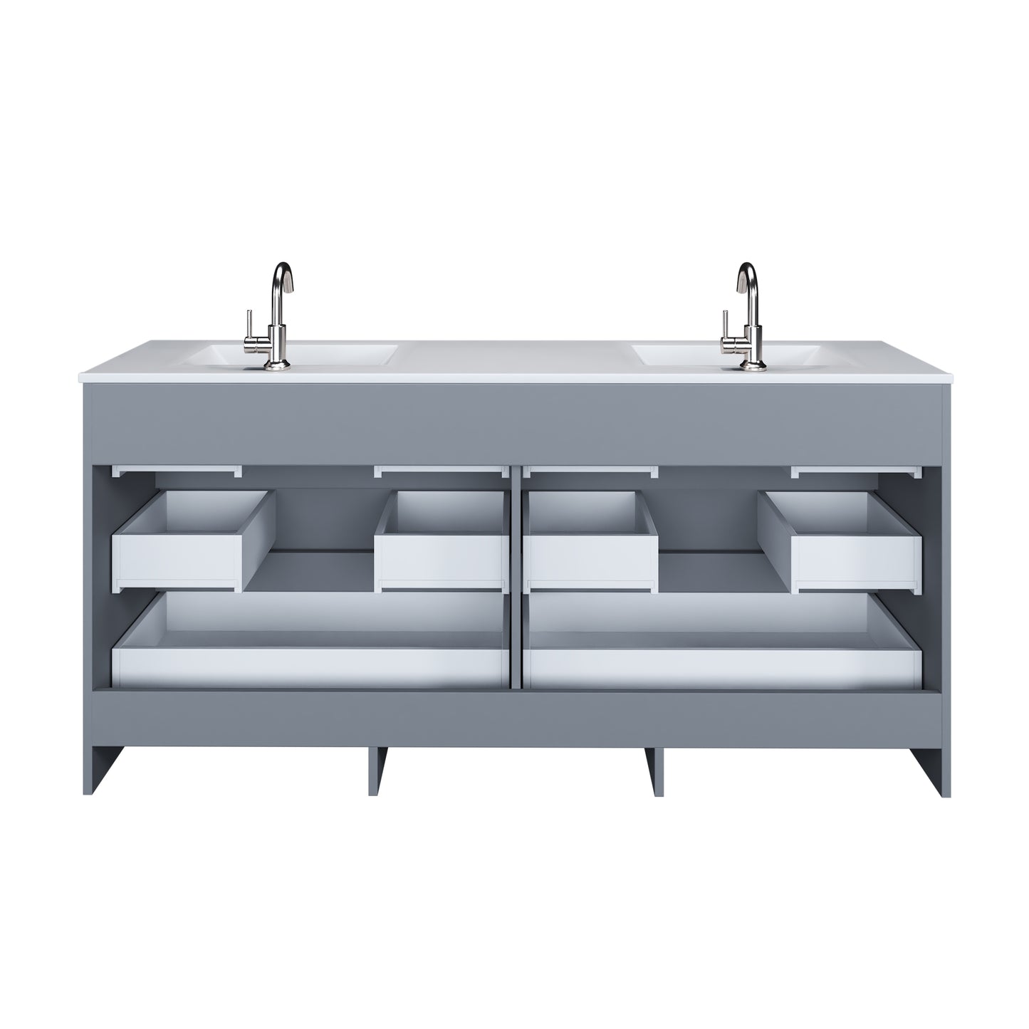 Pepper 72" Double Sink Bathroom Vanity with integrated counter top