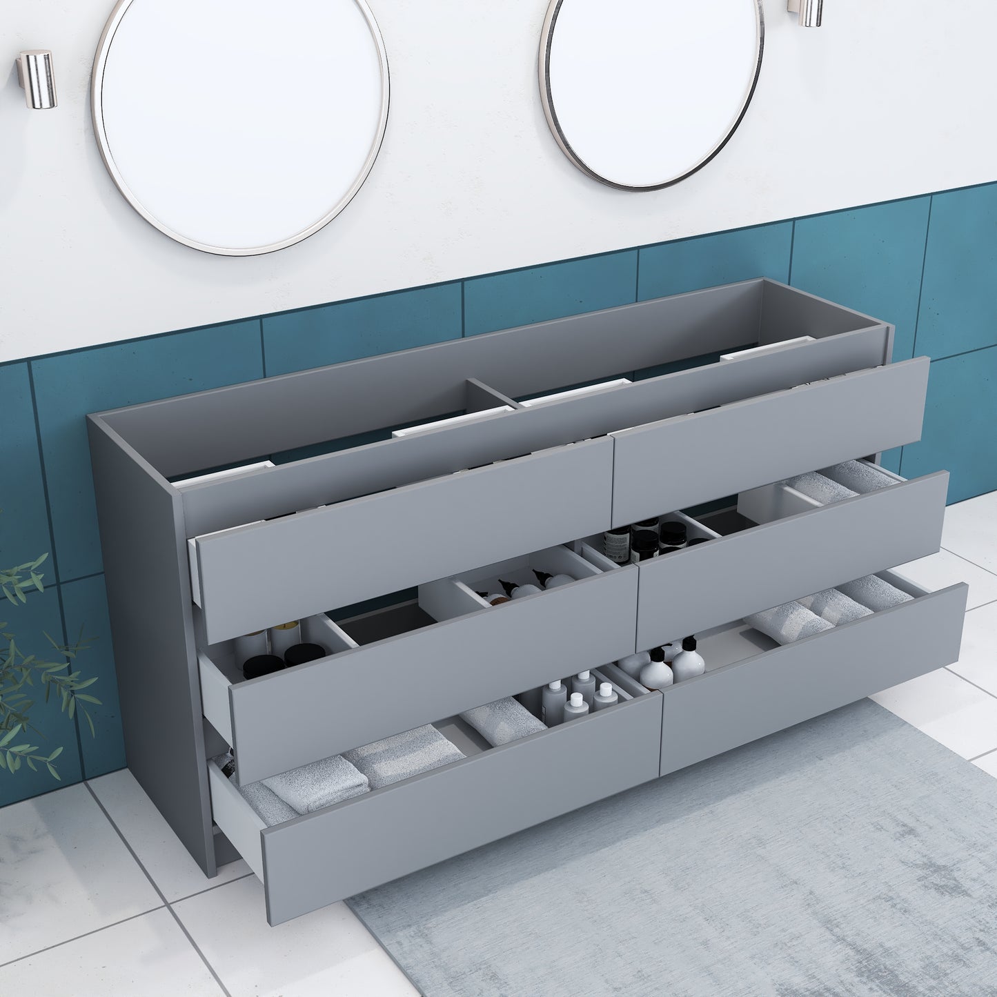 Pepper 72" Double Sink Bathroom Vanity Cabinet Only