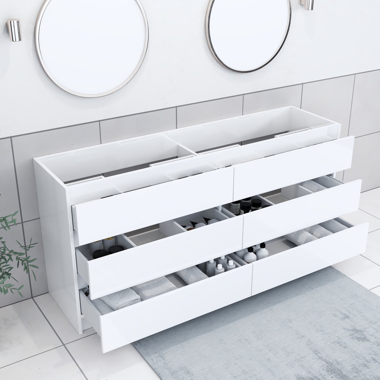 Pepper 72" Double Sink Bathroom Vanity Cabinet Only