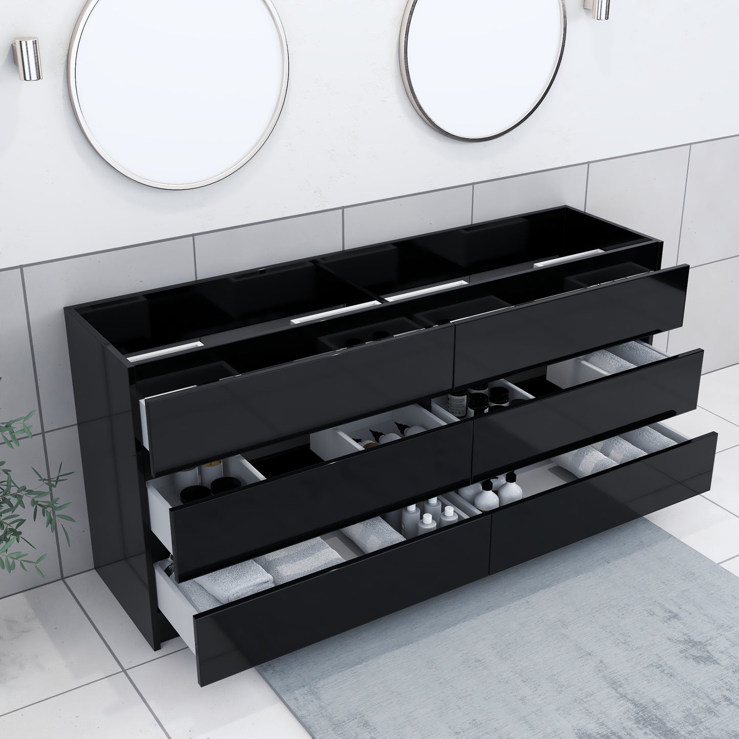 Pepper 72" Double Sink Bathroom Vanity Cabinet Only