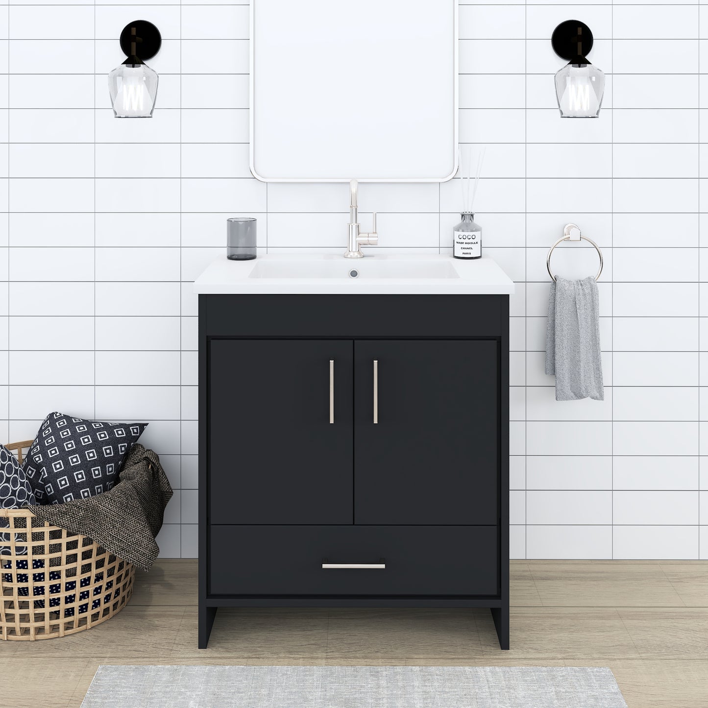 Rio 30" Bathroom Vanity with Acrylic integrated counter top
