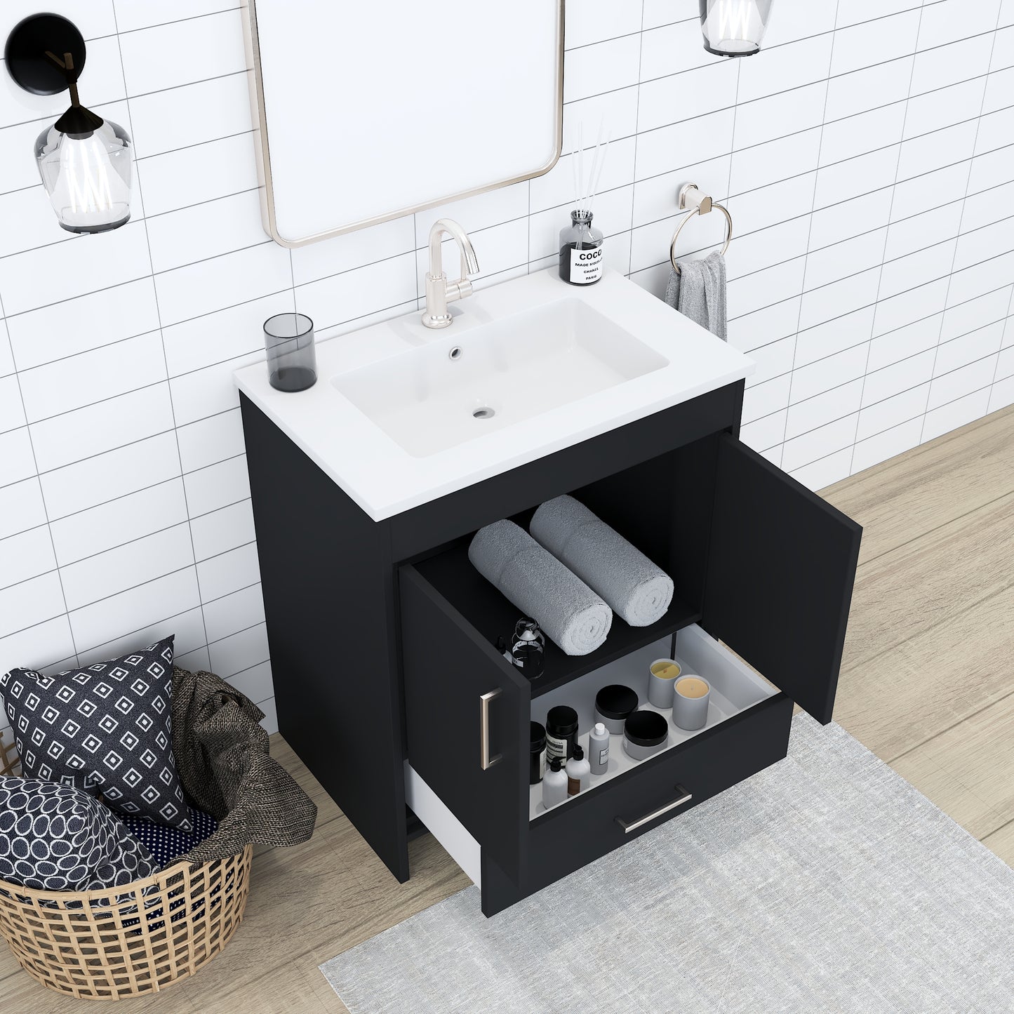 Rio 30" Bathroom Vanity with Acrylic integrated counter top