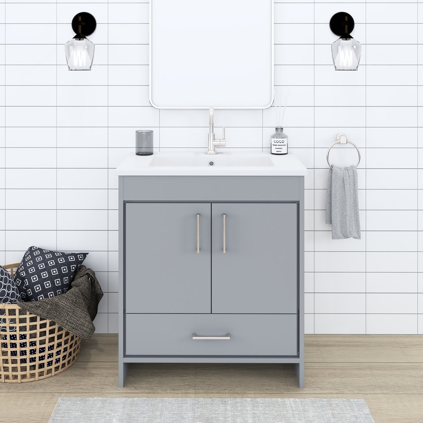 Rio 30" Bathroom Vanity with Acrylic integrated counter top