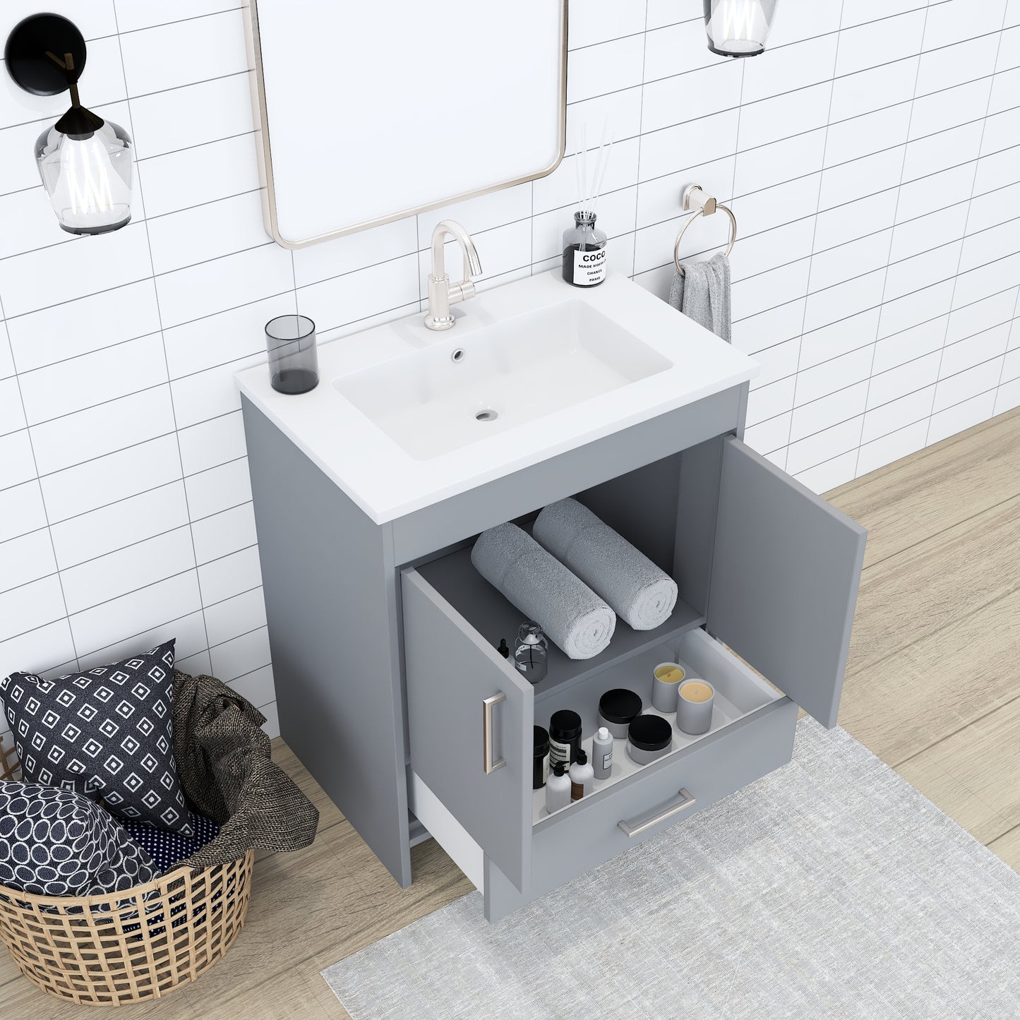 Rio 30" Bathroom Vanity with Acrylic integrated counter top