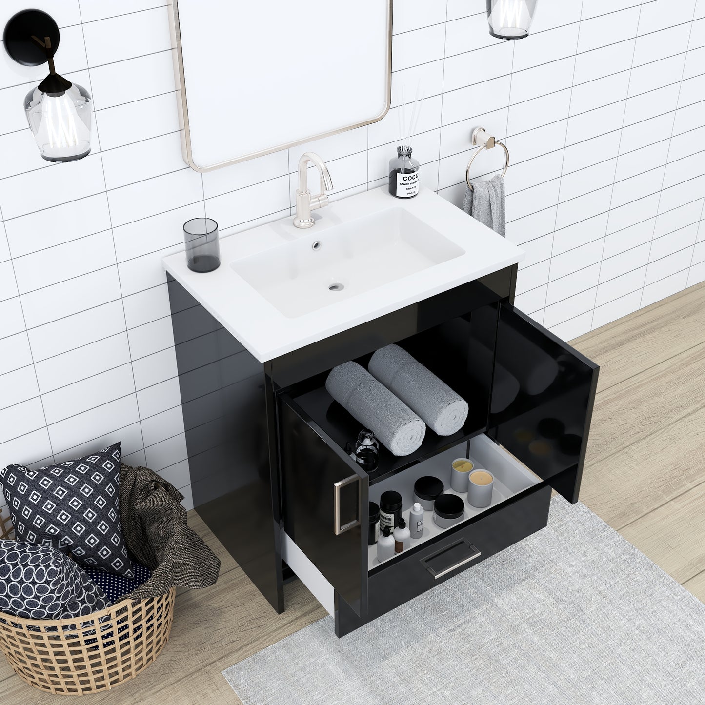 Rio 30" Bathroom Vanity with Acrylic integrated counter top