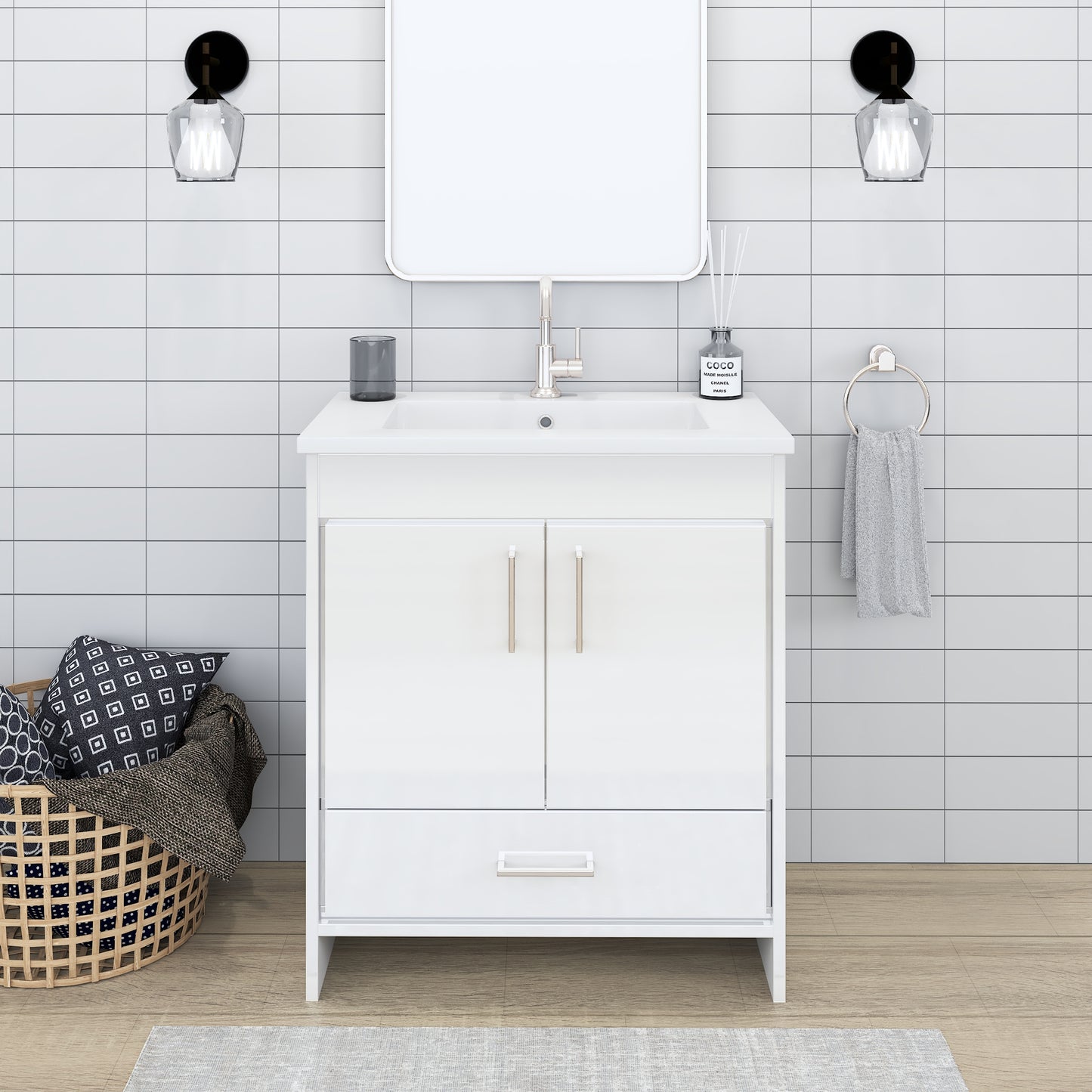 Rio 30" Bathroom Vanity with Acrylic integrated counter top