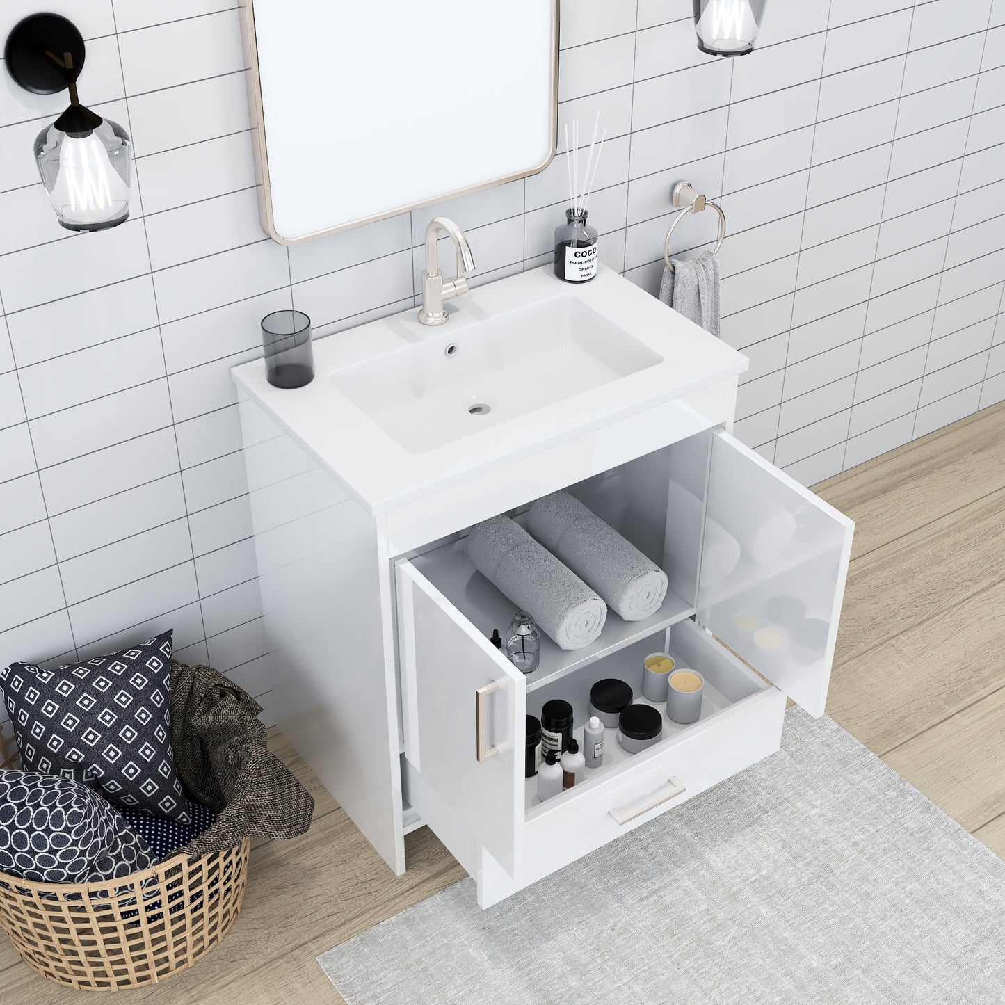 Rio 30" Bathroom Vanity with Acrylic integrated counter top
