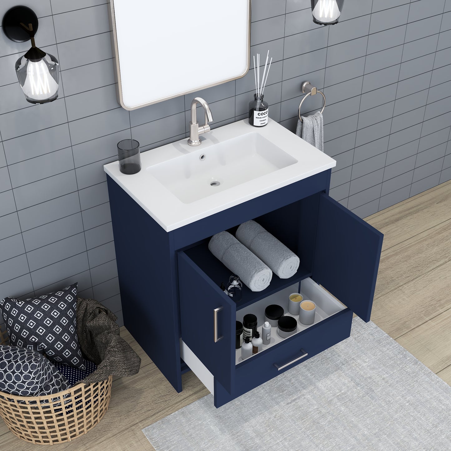 Rio 30" Bathroom Vanity with Acrylic integrated counter top