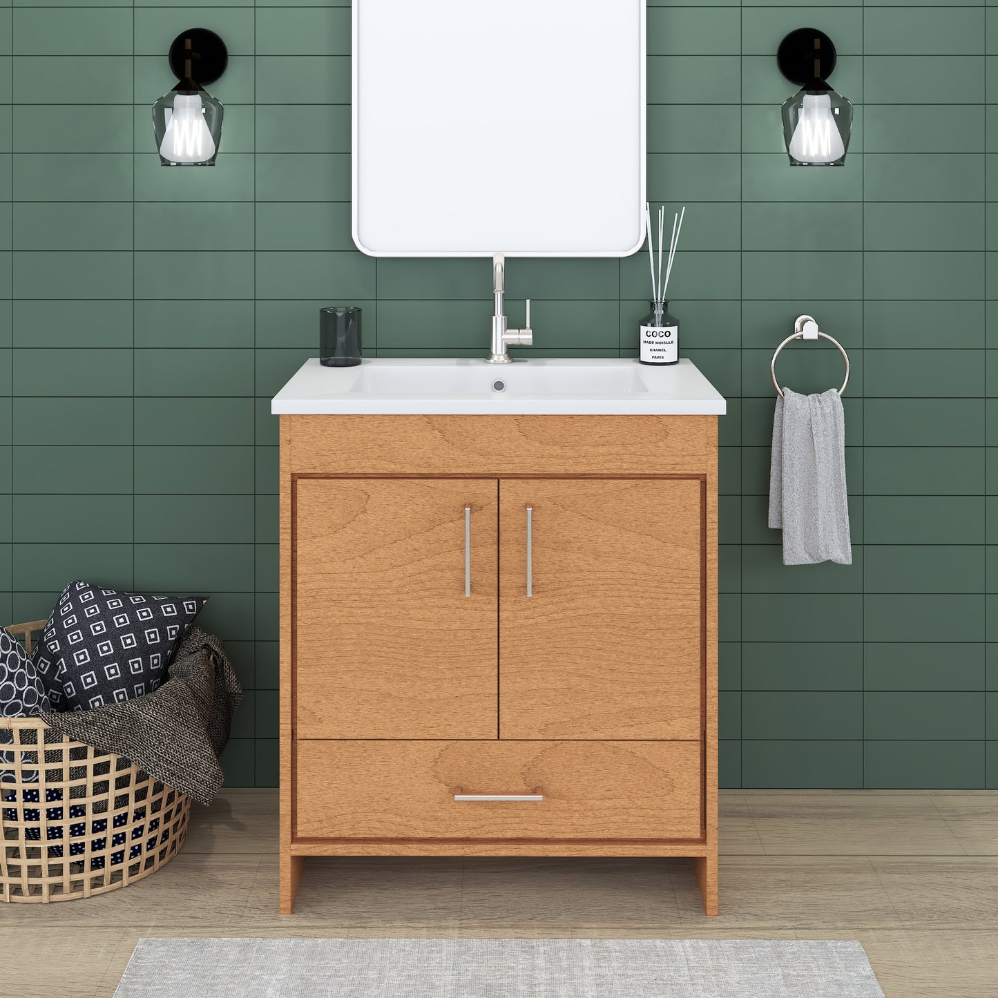 Rio 30" Bathroom Vanity with Acrylic integrated counter top