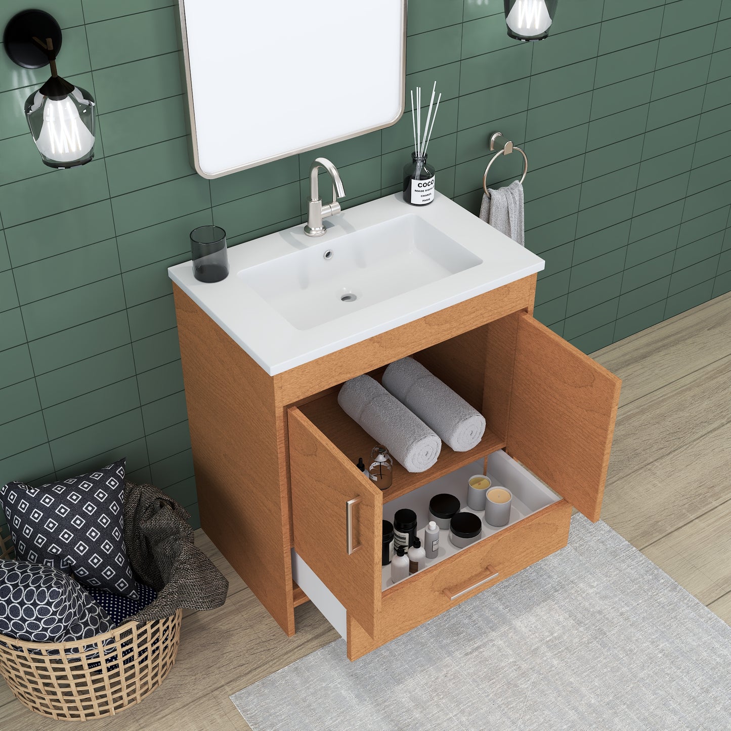 Rio 30" Bathroom Vanity with Acrylic integrated counter top