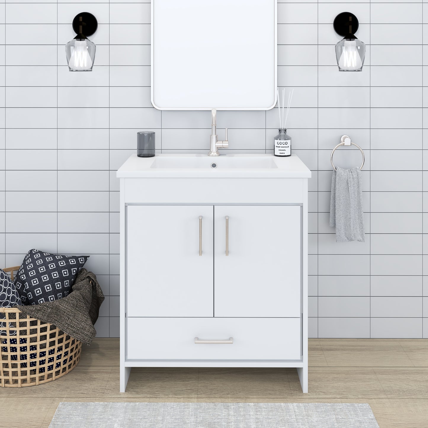 Rio 30" Bathroom Vanity with Acrylic integrated counter top