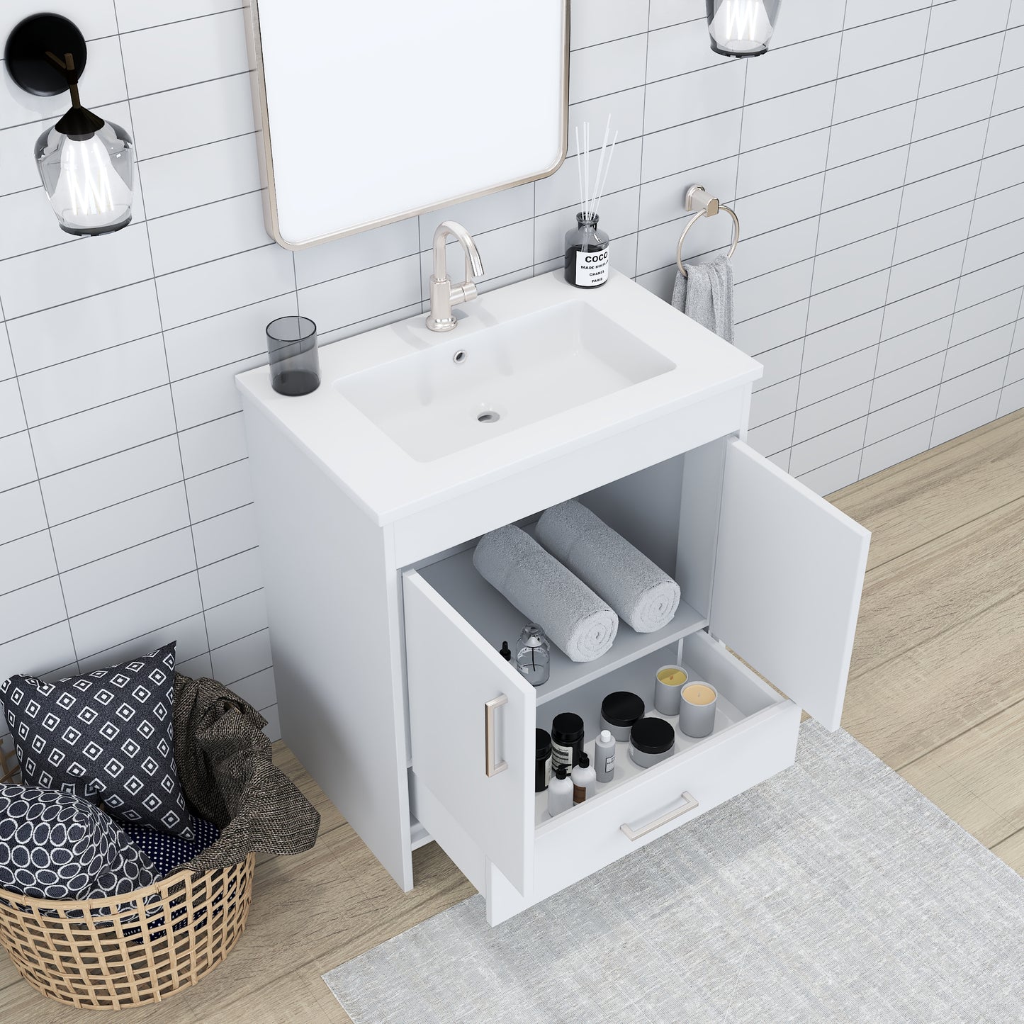 Rio 30" Bathroom Vanity with Acrylic integrated counter top