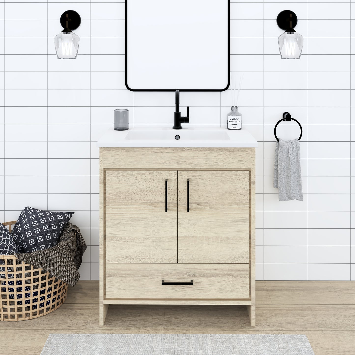 Rio 30" Bathroom Vanity with Acrylic integrated counter top