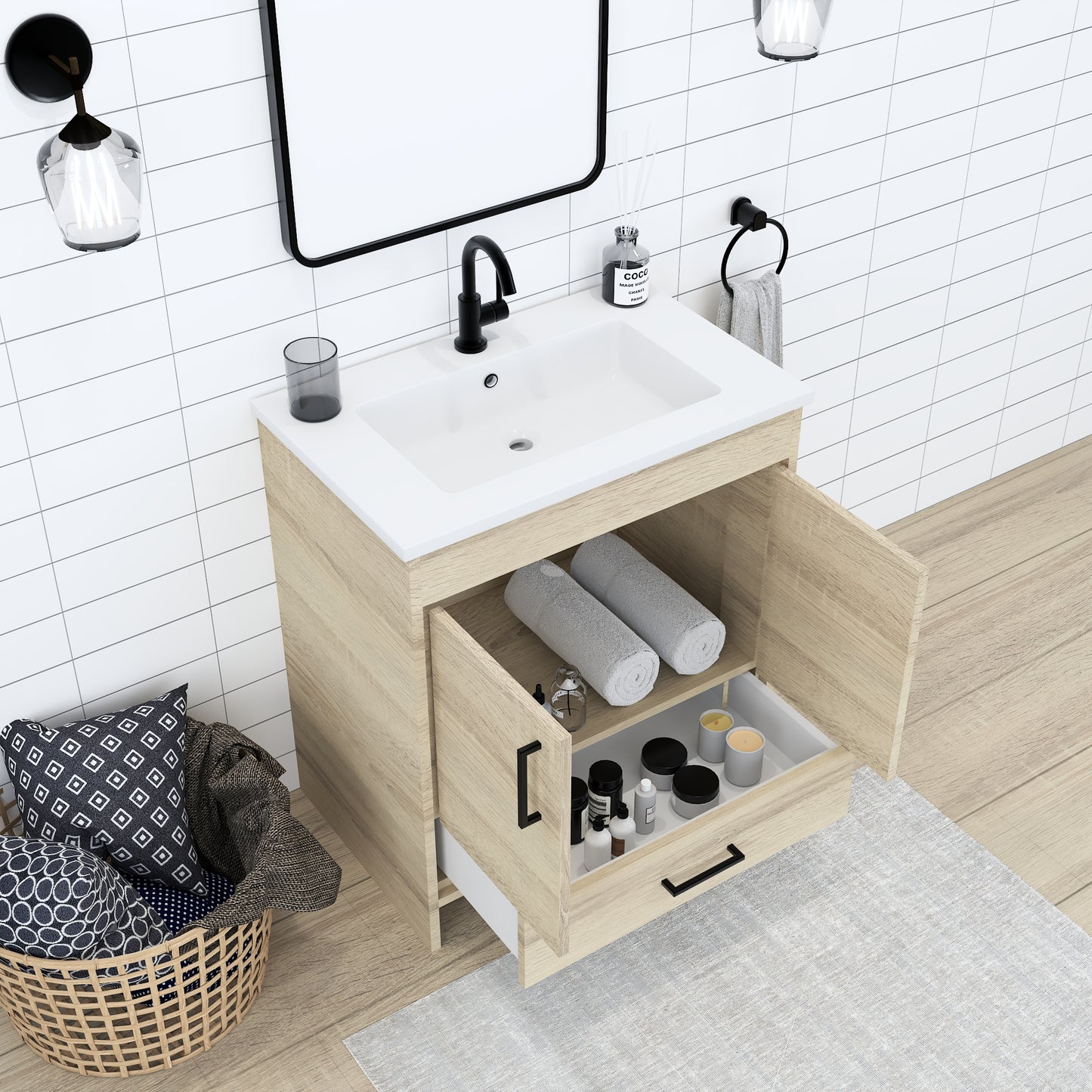Rio 30" Bathroom Vanity with Acrylic integrated counter top