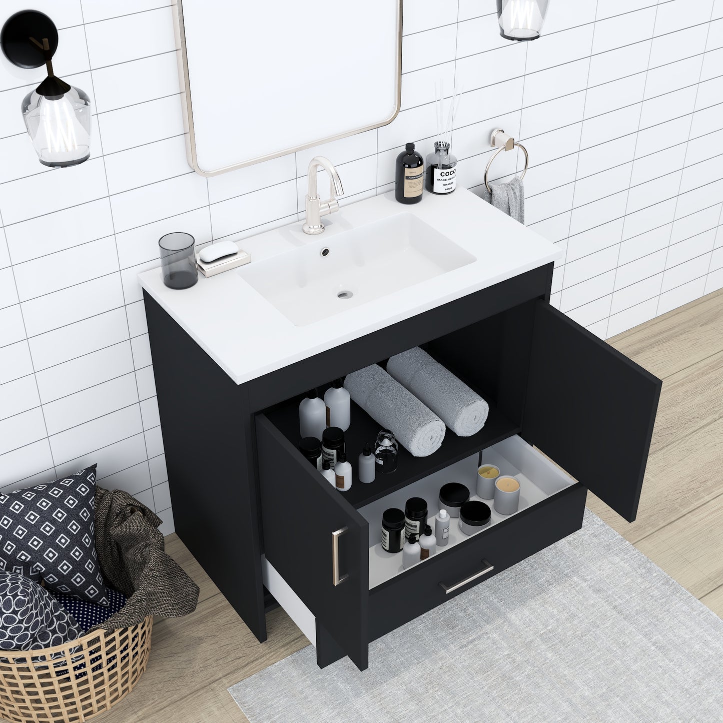 Rio 36" Bathroom Vanity with Acrylic integrated counter top