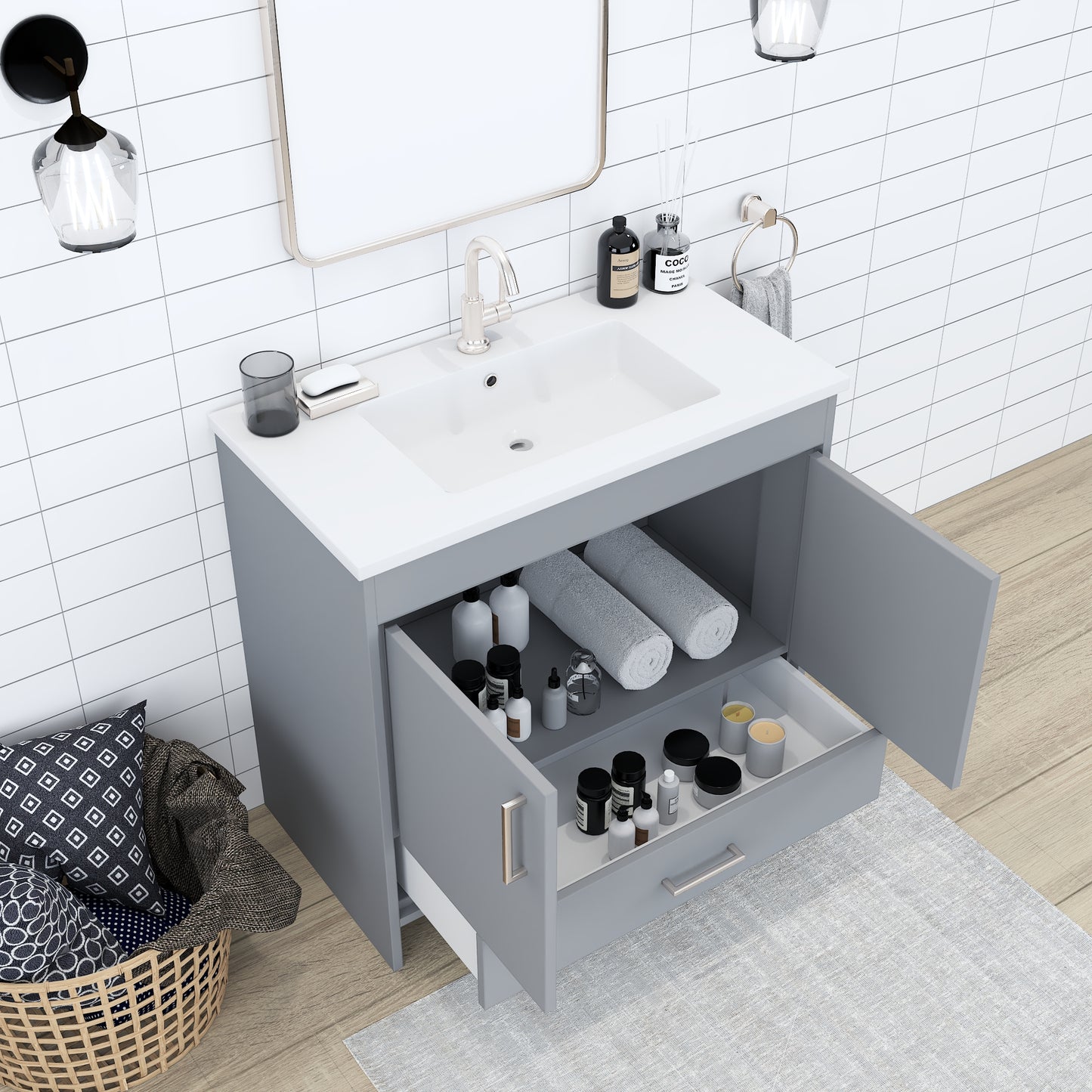 Rio 36" Bathroom Vanity with Acrylic integrated counter top