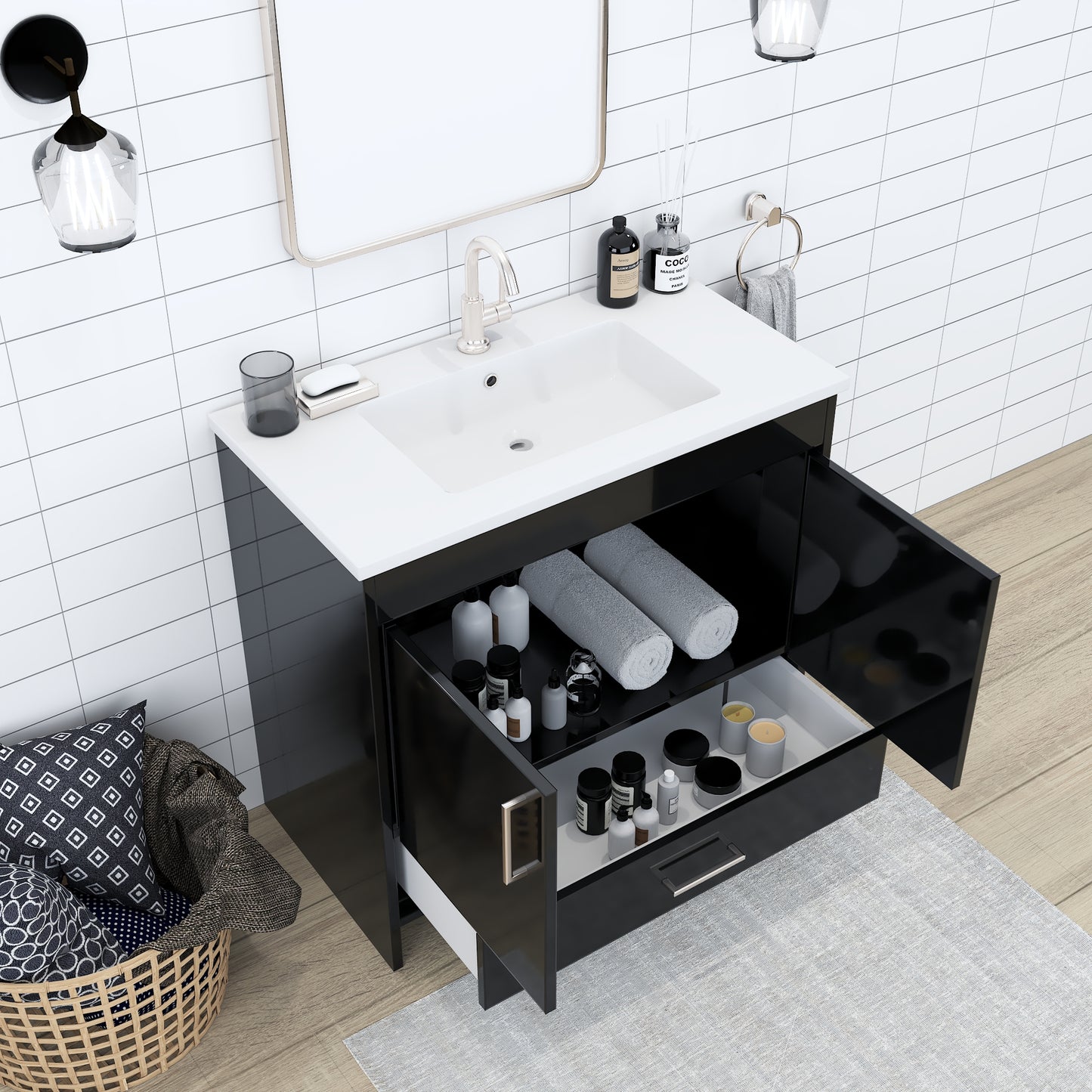 Rio 36" Bathroom Vanity with Acrylic integrated counter top