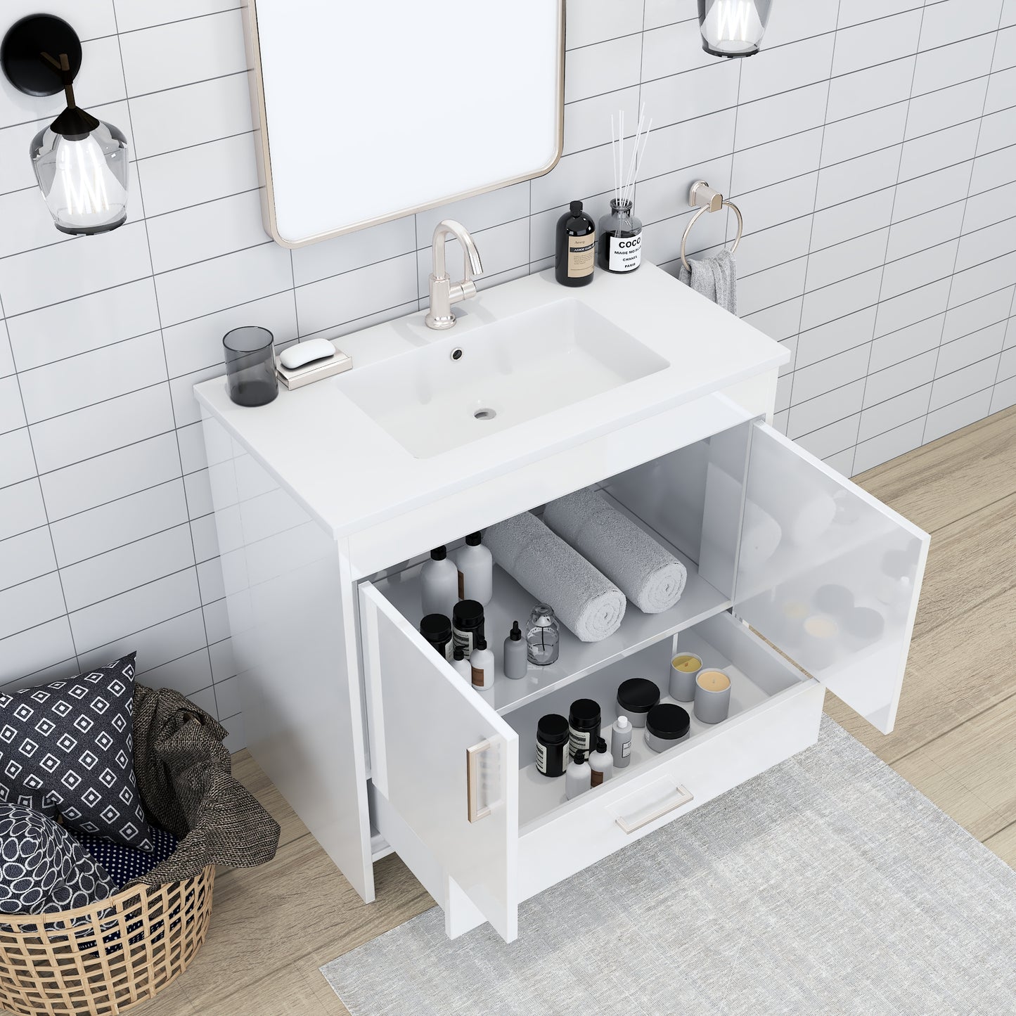 Rio 36" Bathroom Vanity with Acrylic integrated counter top