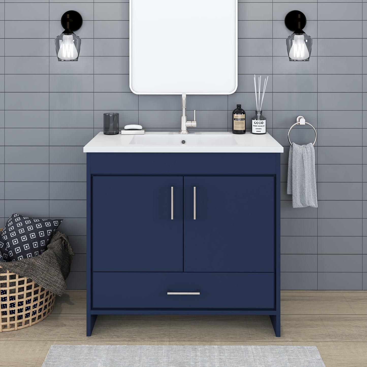 Rio 36" Bathroom Vanity with Acrylic integrated counter top