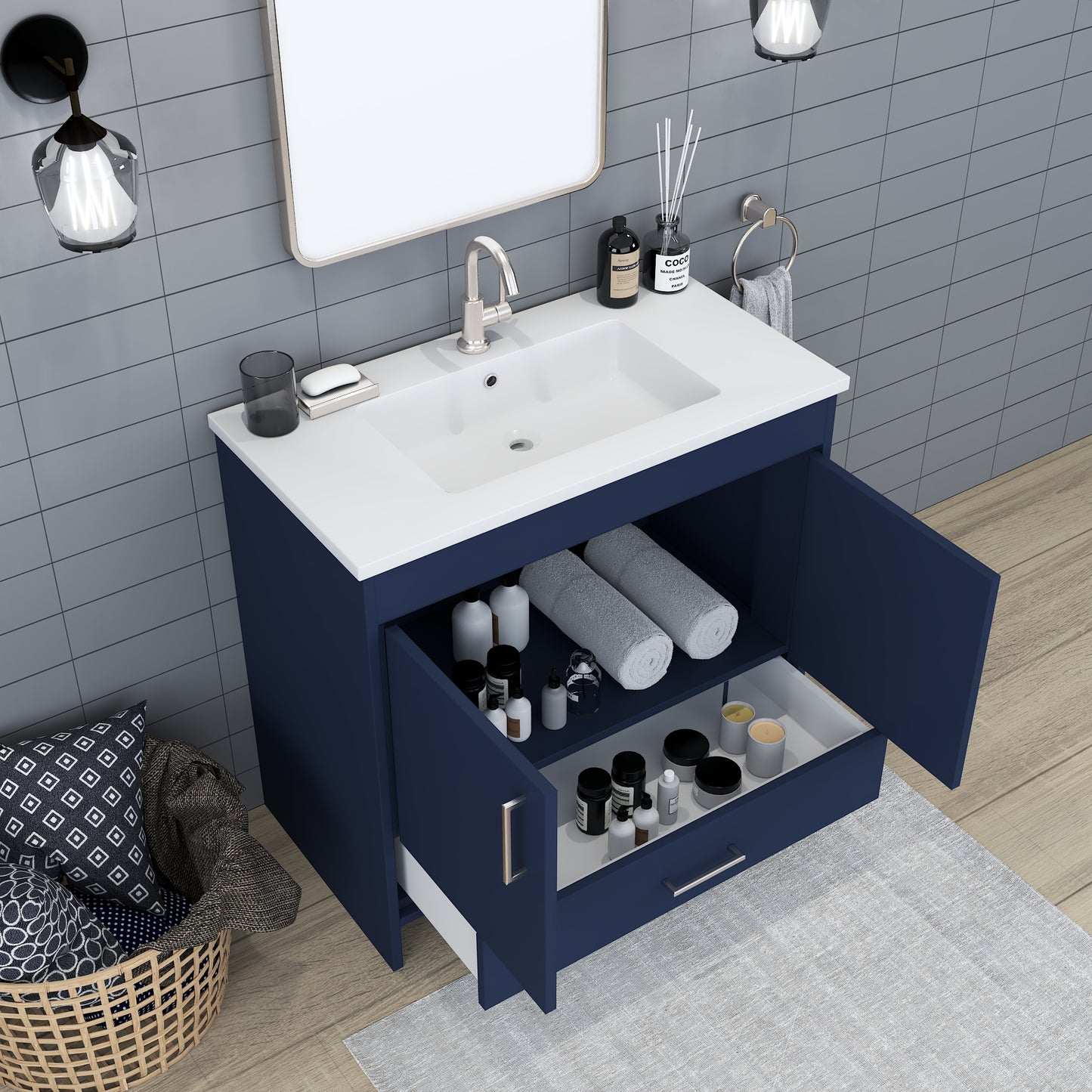 Rio 36" Bathroom Vanity with Acrylic integrated counter top