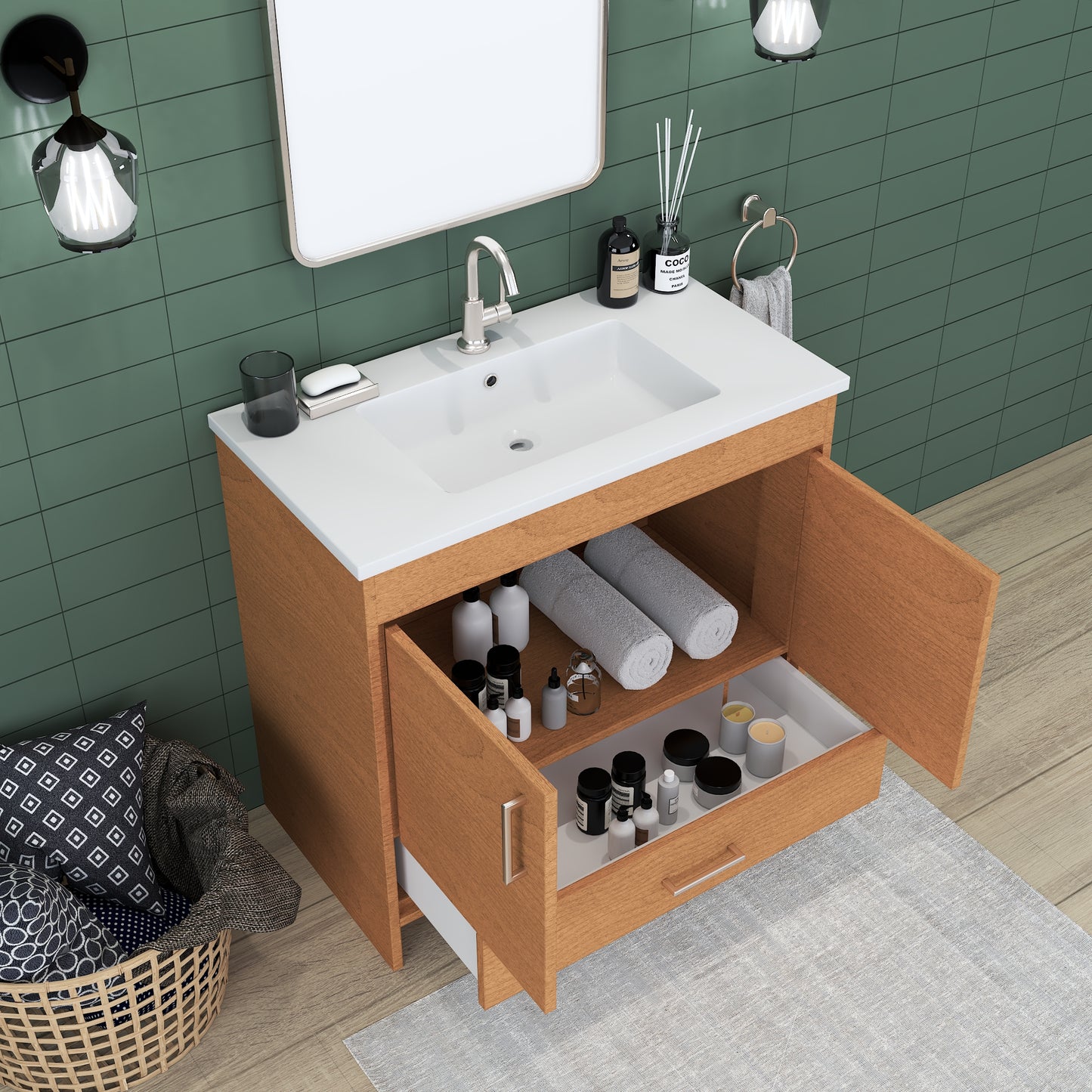 Rio 36" Bathroom Vanity with Acrylic integrated counter top