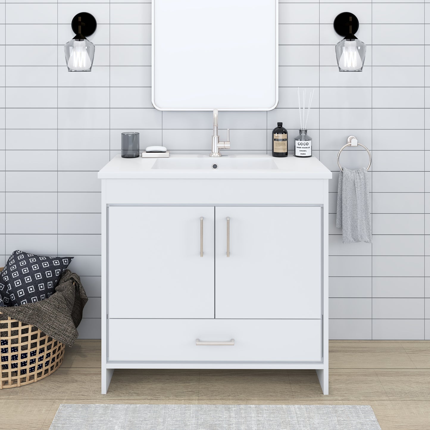 Rio 36" Bathroom Vanity with Acrylic integrated counter top
