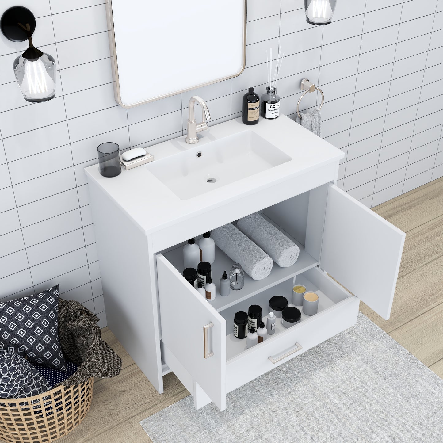 Rio 36" Bathroom Vanity with Acrylic integrated counter top