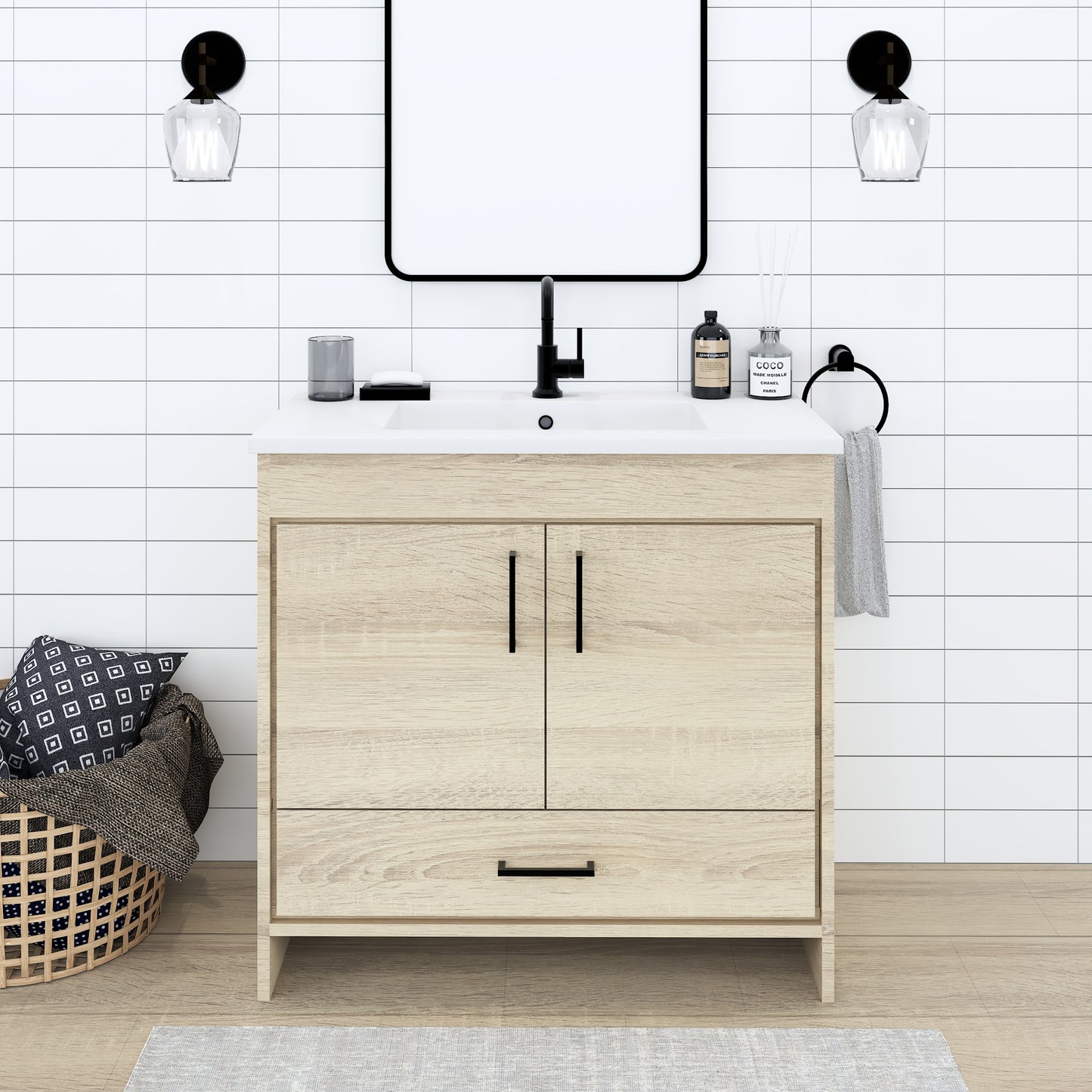 Rio 36" Bathroom Vanity with Acrylic integrated counter top