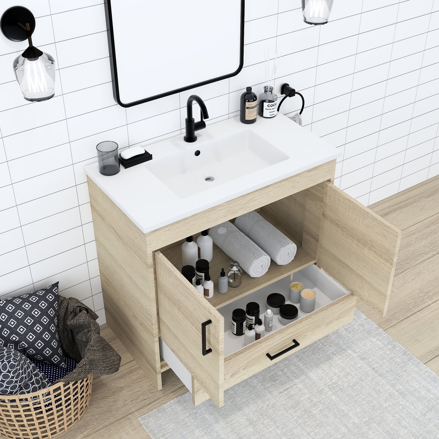 Rio 36" Bathroom Vanity with Acrylic integrated counter top