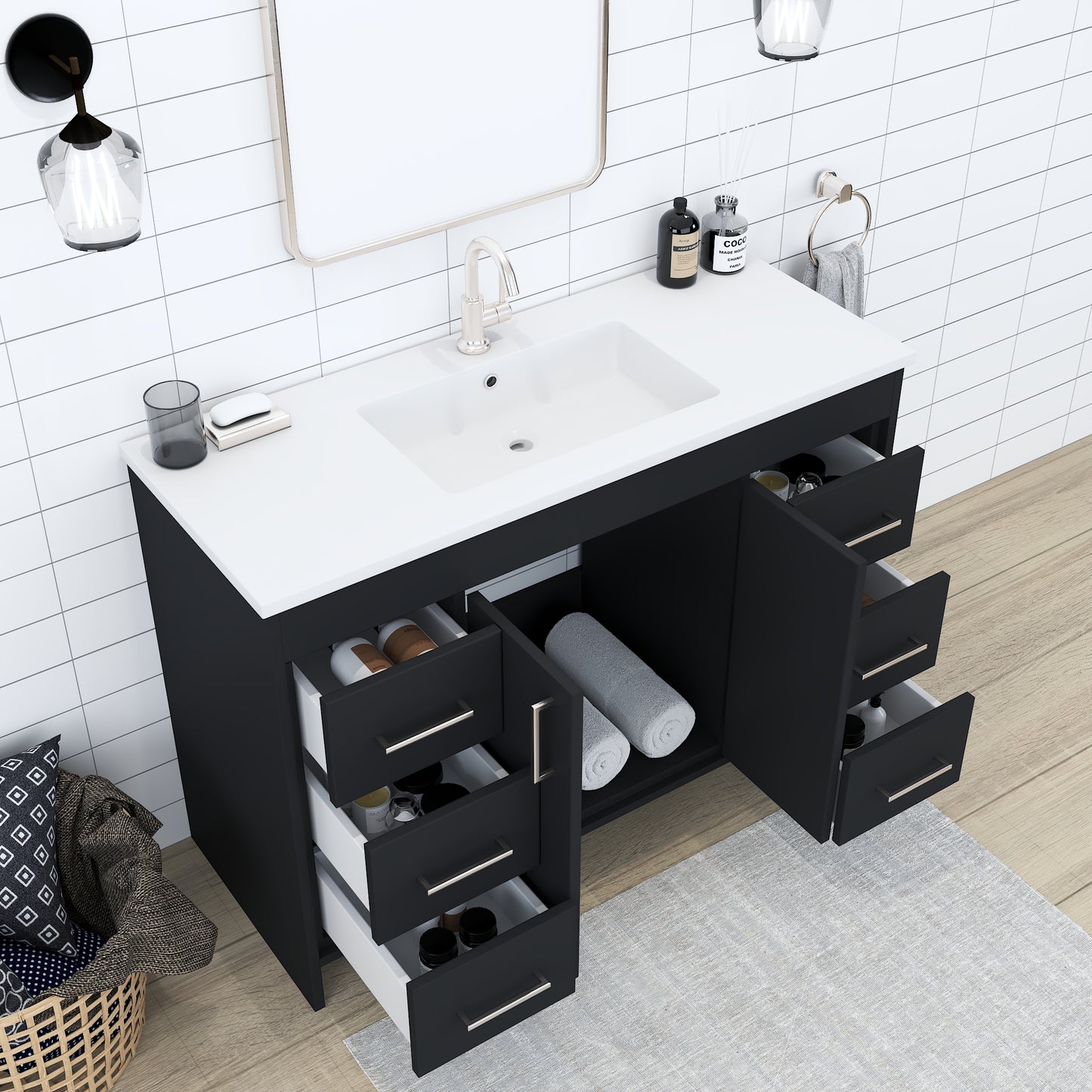 Rio 48" Bathroom Vanity with Acrylic integrated counter top