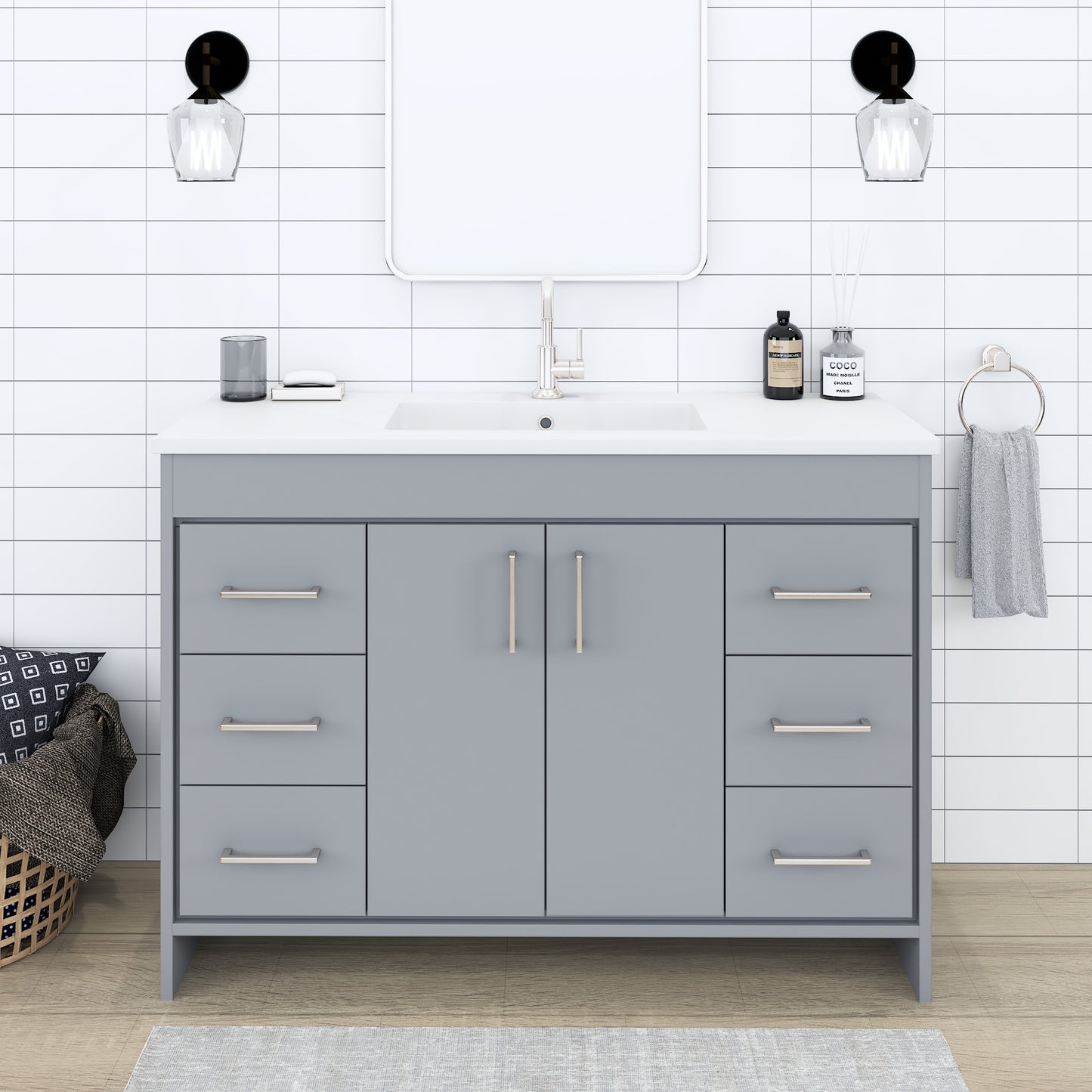Rio 48" Bathroom Vanity with Acrylic integrated counter top